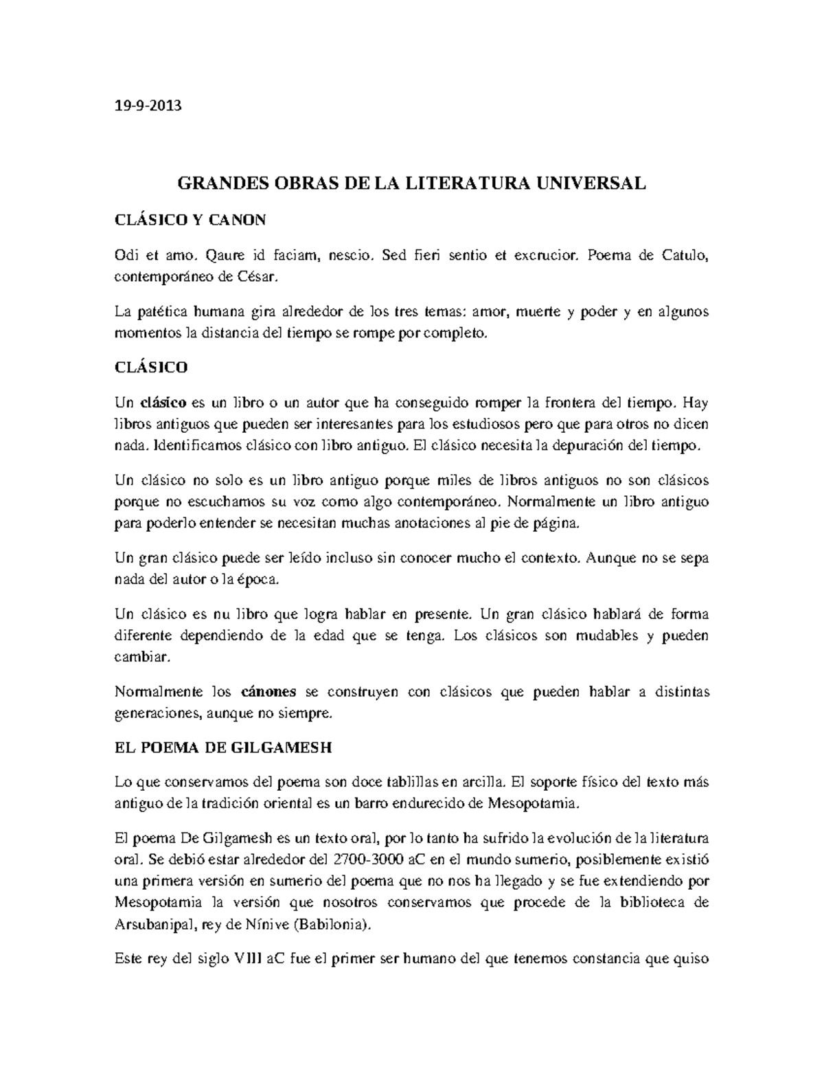 Grandes Obras De La Literatura Universal 19 9 2013 Grandes Obras De