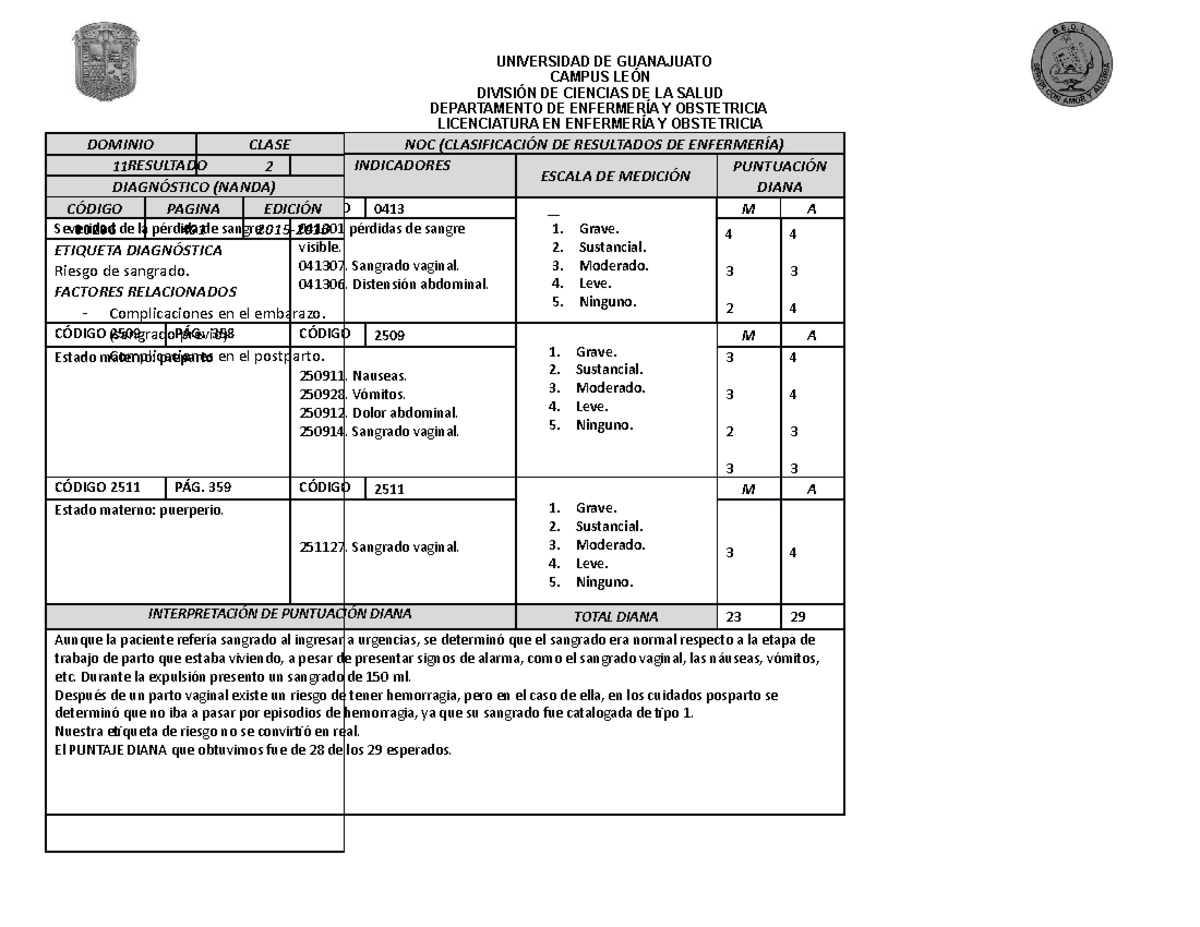 Riesgo De Sangrado Nanda Nic Noc