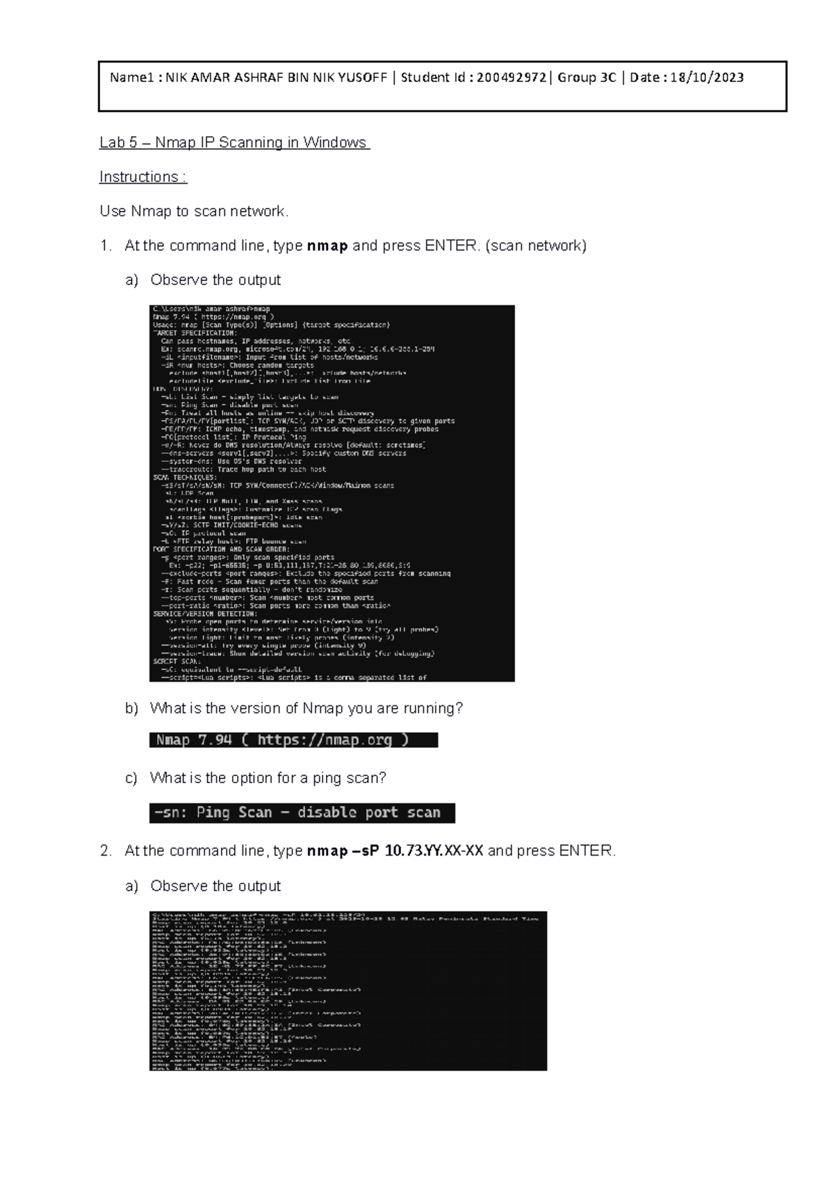 Lab 5 - Nmap Scanning IP - work - Lab 5 – Nmap IP Scanning in Windows ...