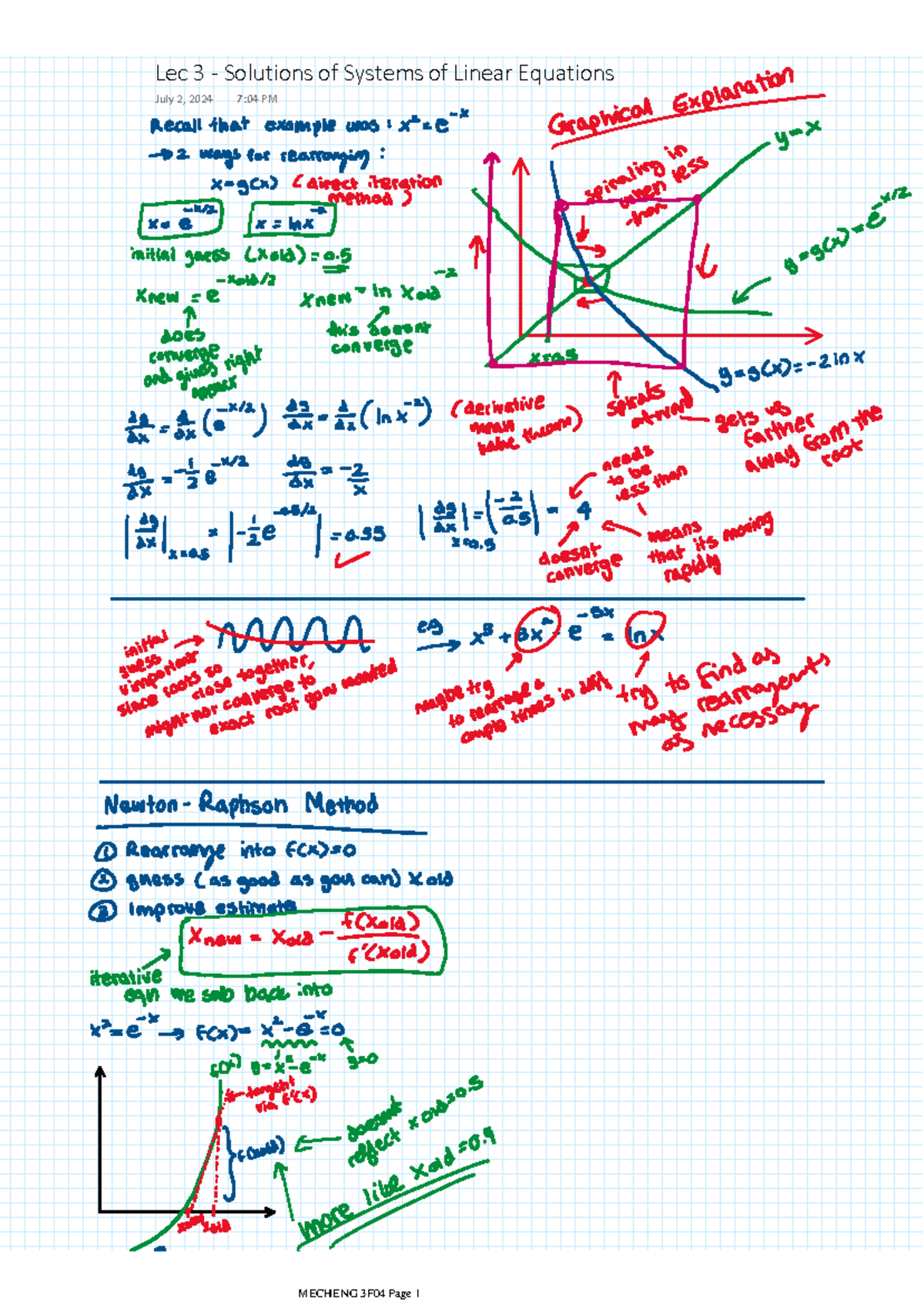Lec 3 - Solutions of Systems of Linear Equations - Mech Eng 4V03 - Studocu