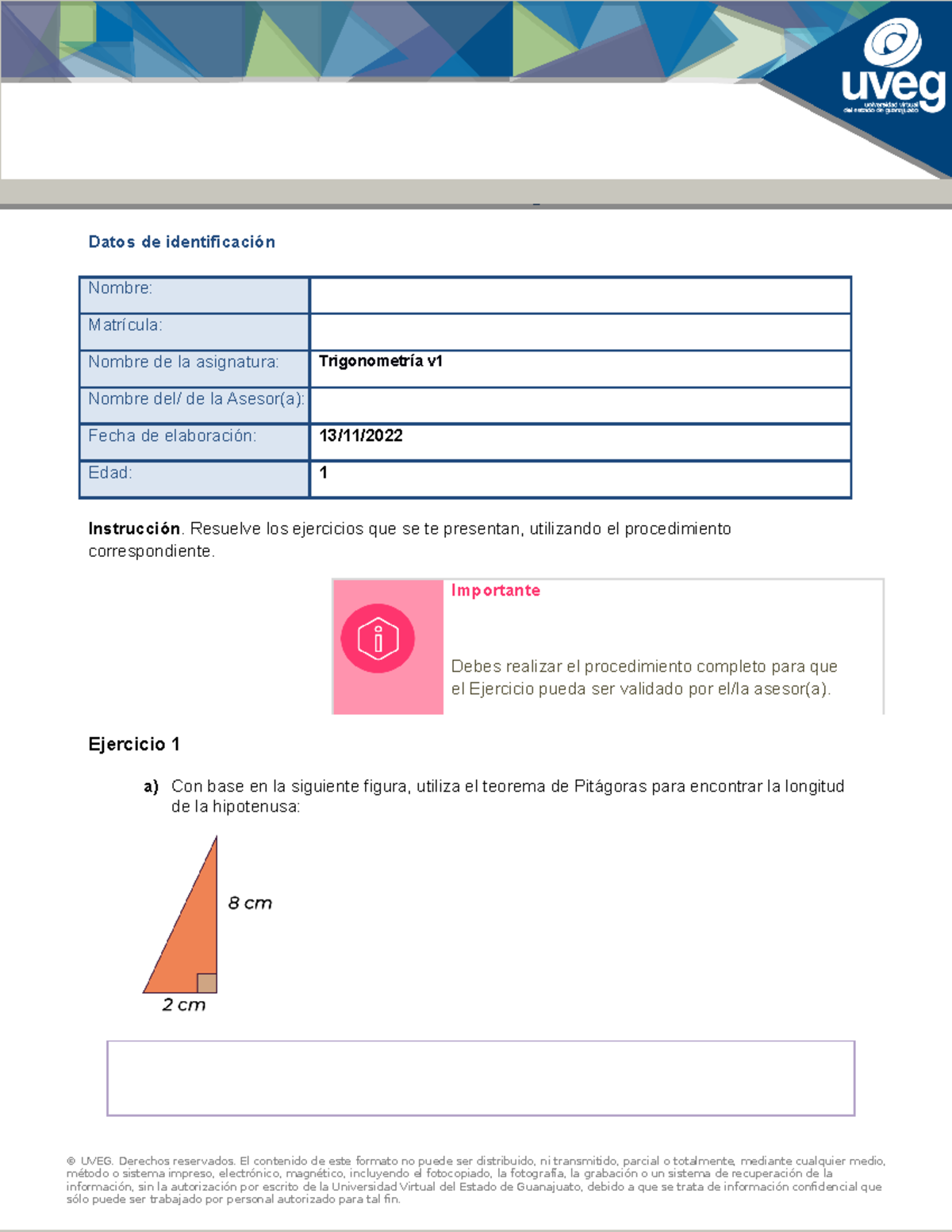 Formato EA3 Pitagoras trigonometria v1 Teorema de Pitágoras Datos