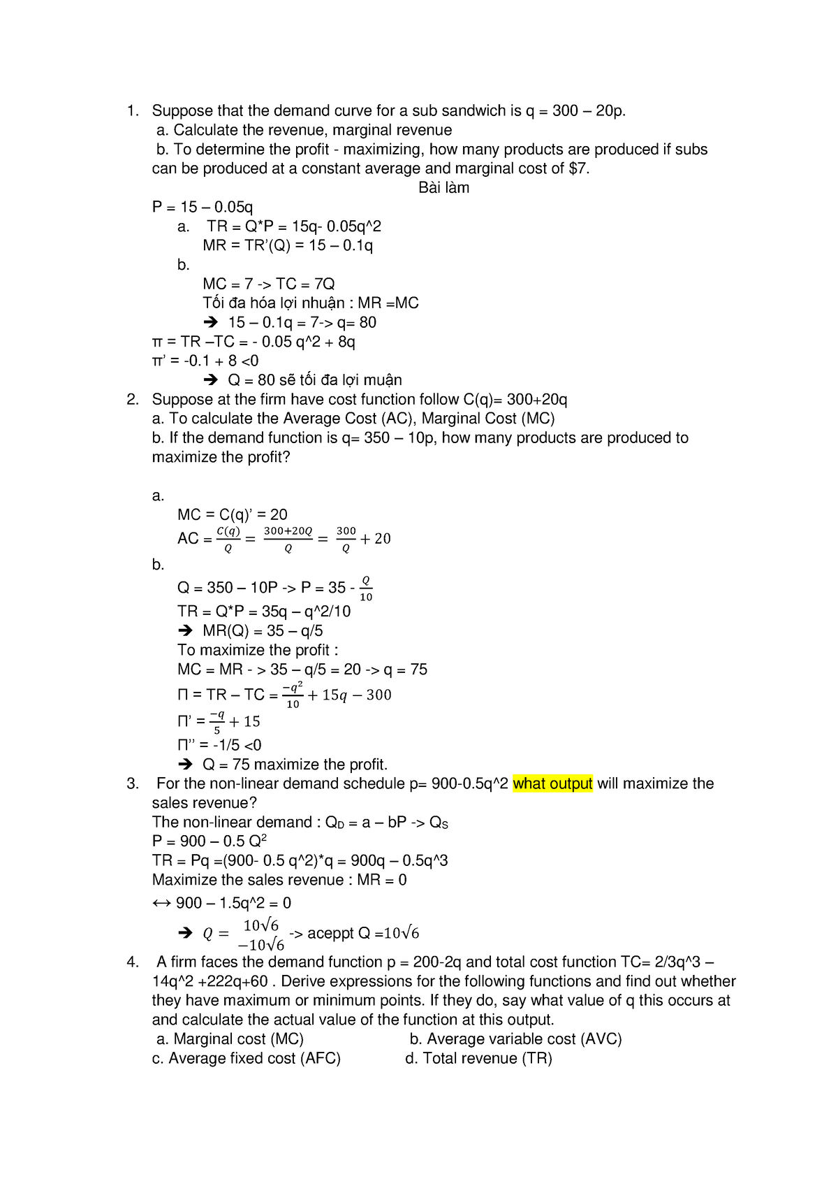 Bai tập on giữa ki - bai tap on giua ki - Suppose that the demand curve ...