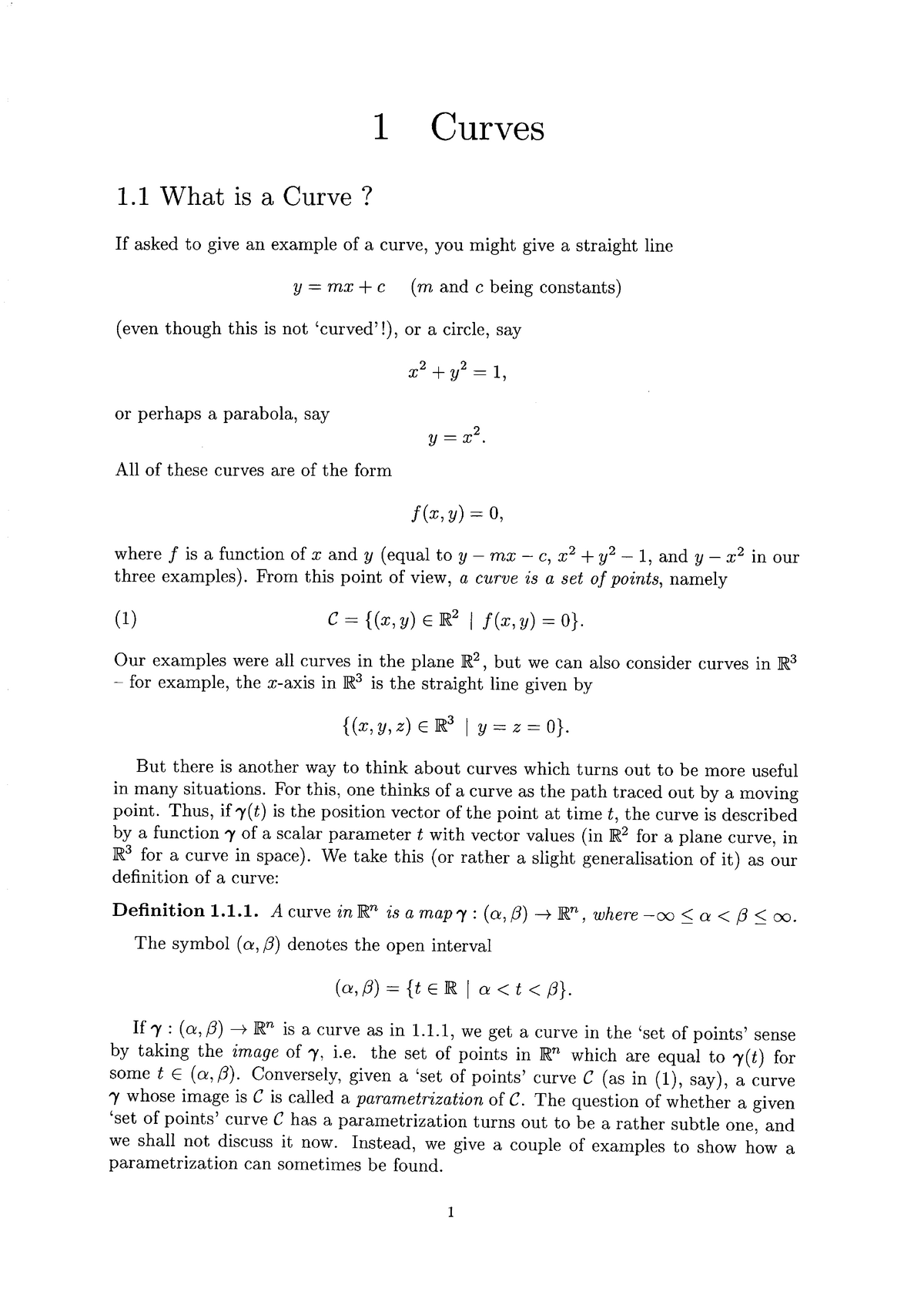 geometryofsurfaces-1-curves-1-what-is-a-curve-if-asked-to-give-an-example-of-a-curve-you