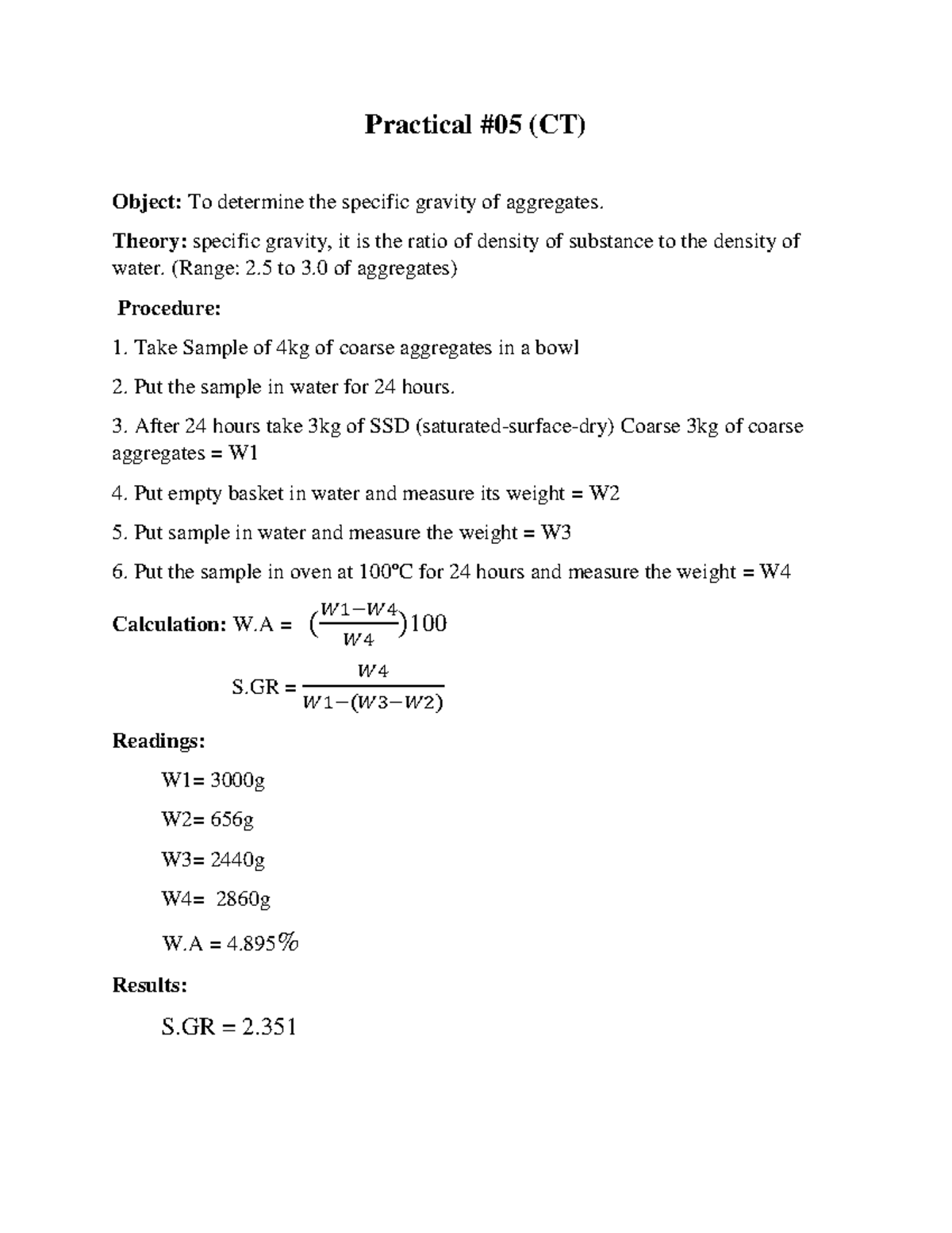Object: To determine the specific gravity of aggregates. - Theory ...