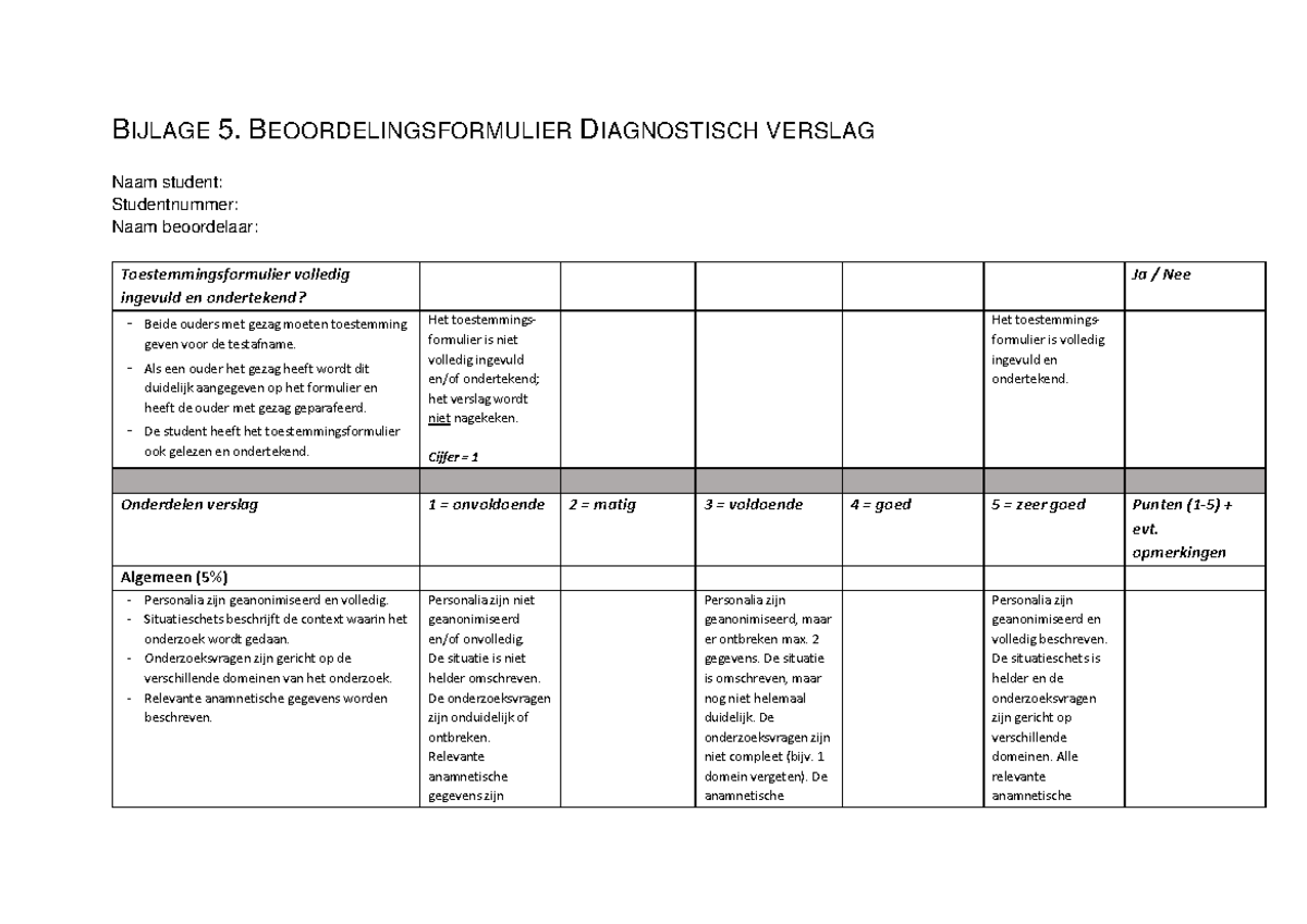 2023-2024 3.4P Bijlage 5 Beoordelingsformulier Diagnostisch Verslag ...