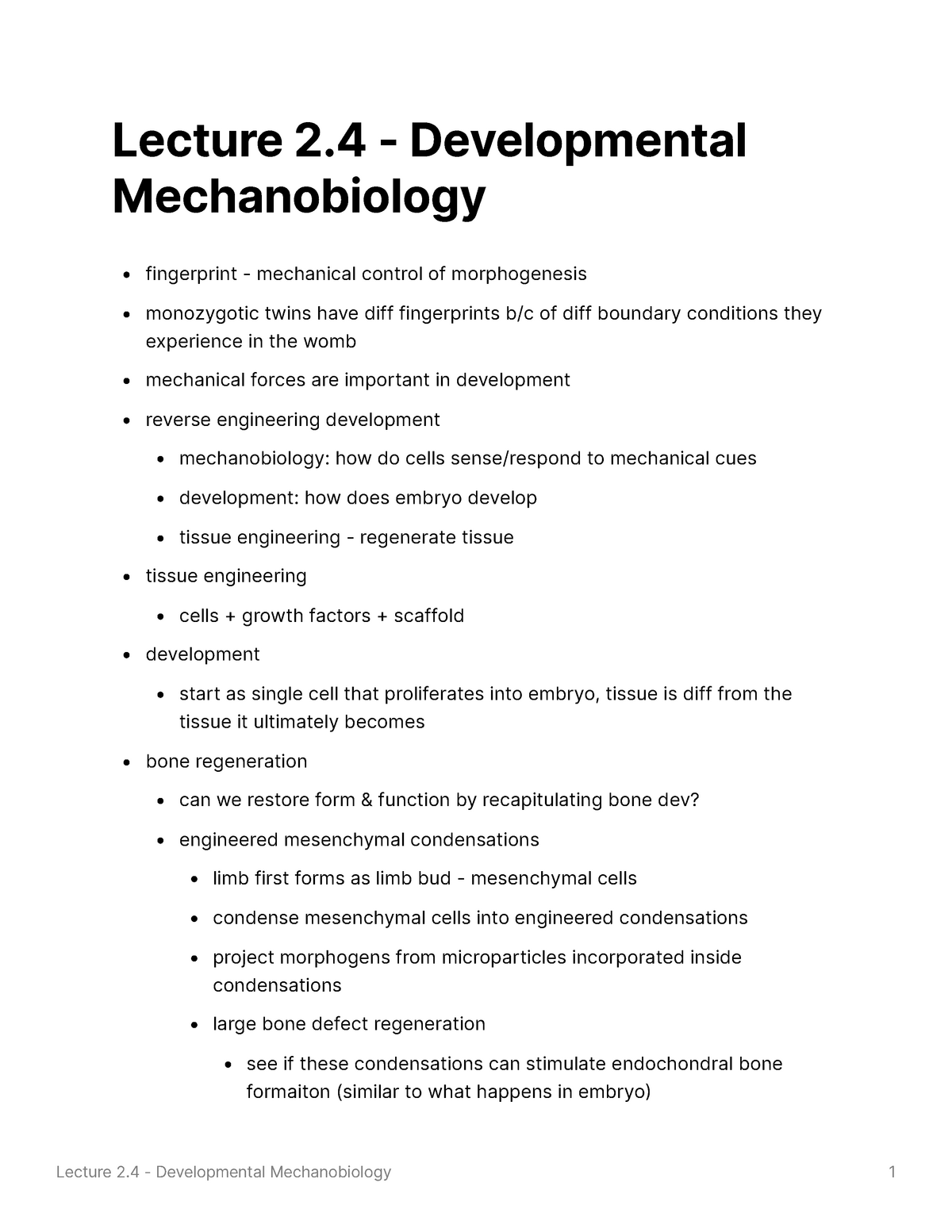 Lect42020developmental 20mechanobiology Lecture 2 Developmental