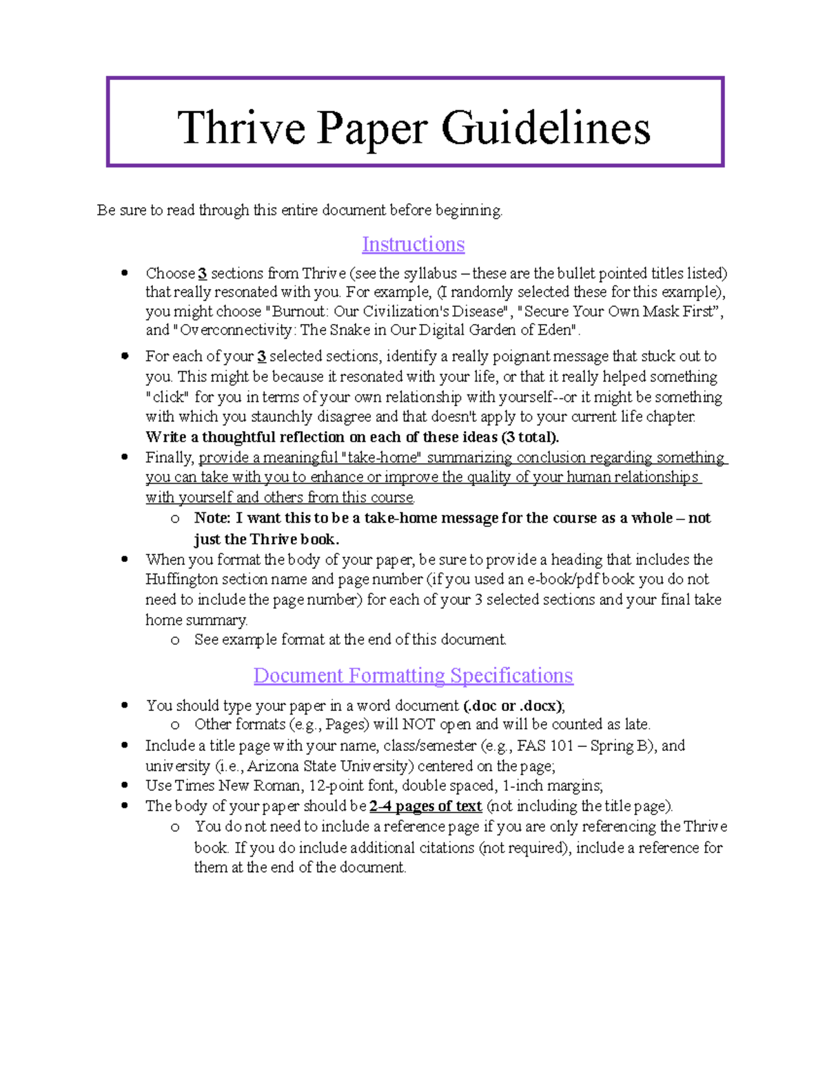 2017 Thrive Paper Guidelines B - Thrive Paper Guidelines Be Sure To ...