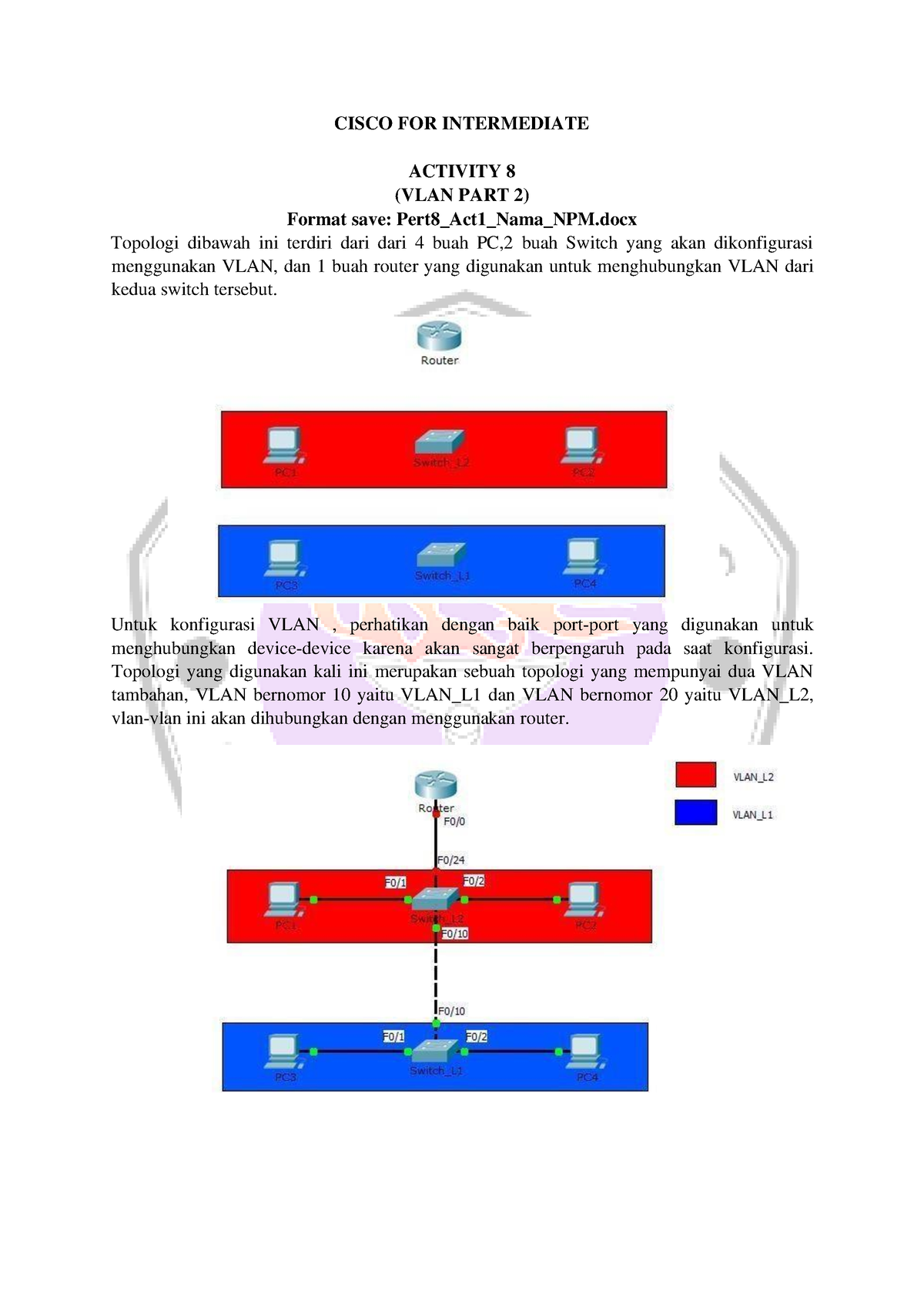 B Cisco Act8 - CISCO FOR INTERMEDIATE ACTIVITY 8 (VLAN PART 2) Format ...