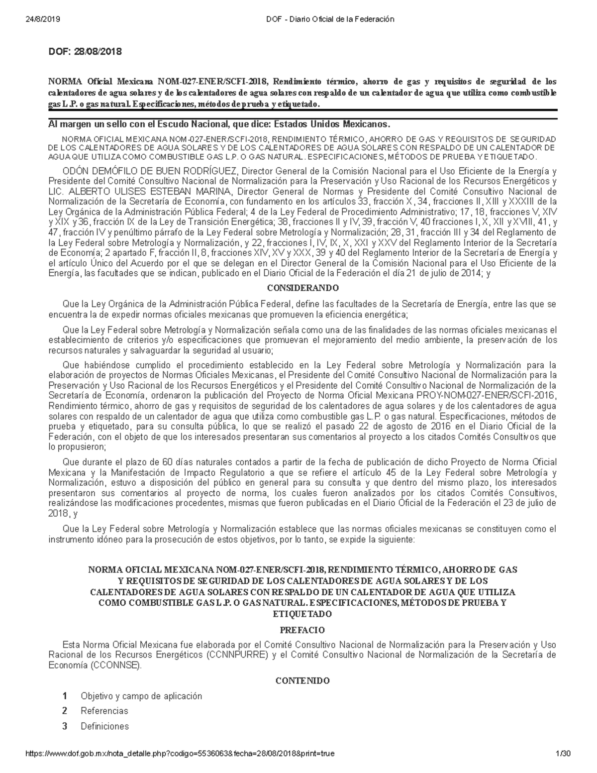 DOF - Diario Oficial De La Federación - DOF: 28/08/ NORMA Oficial ...