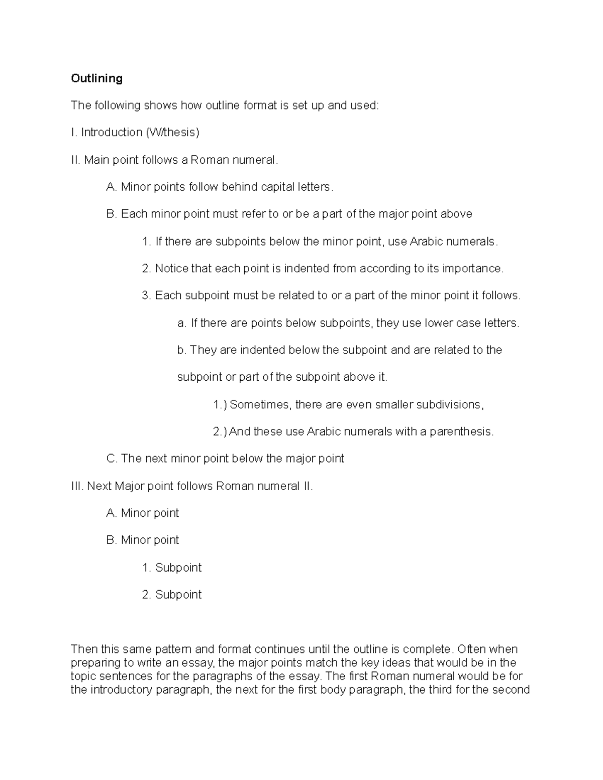 Examples of sub points in a speech image