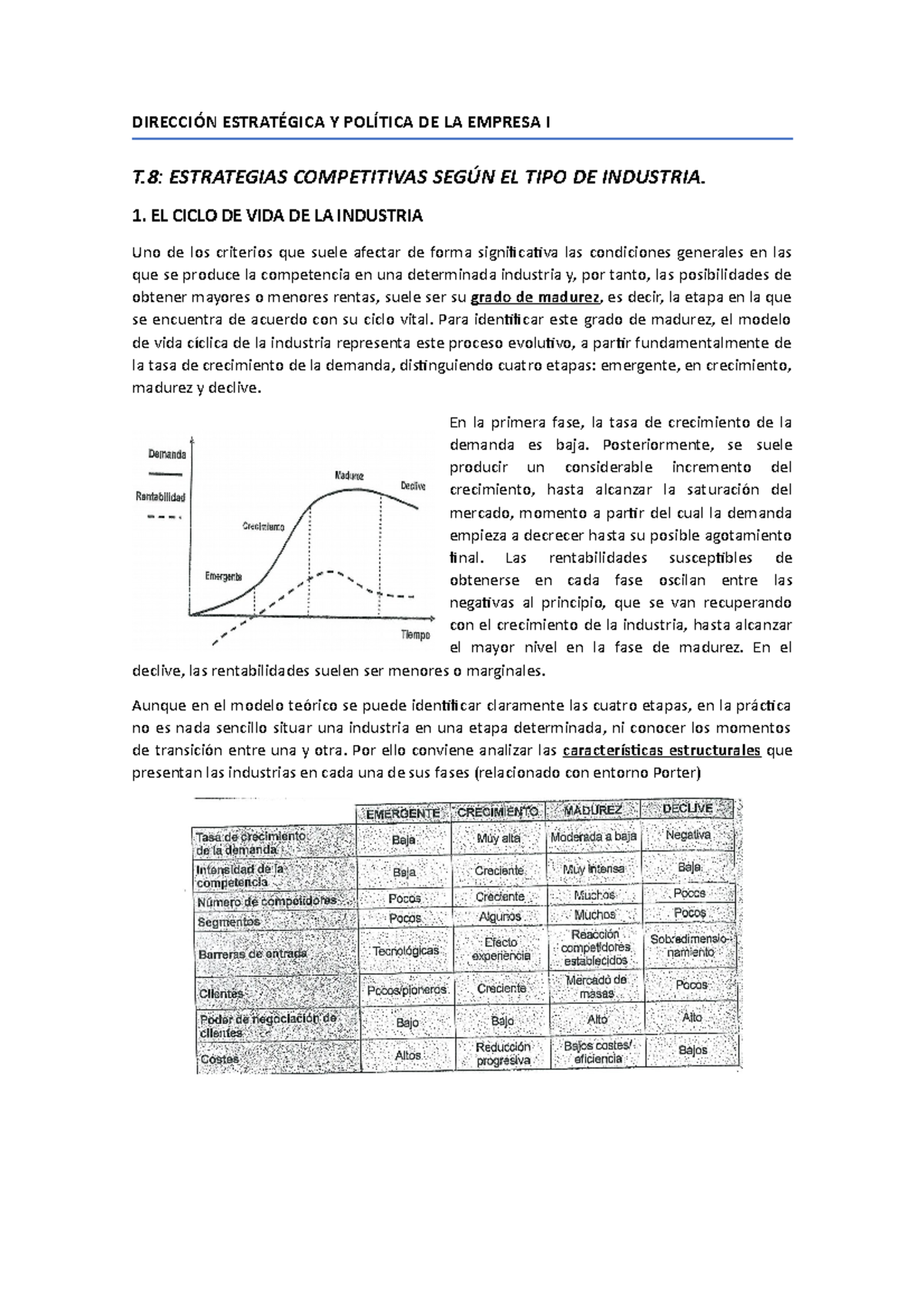 TEMA 8 - Apuntes 8 - DIRECCIÓN ESTRATÉGICA Y POLÍTICA DE LA EMPRESA I T ...