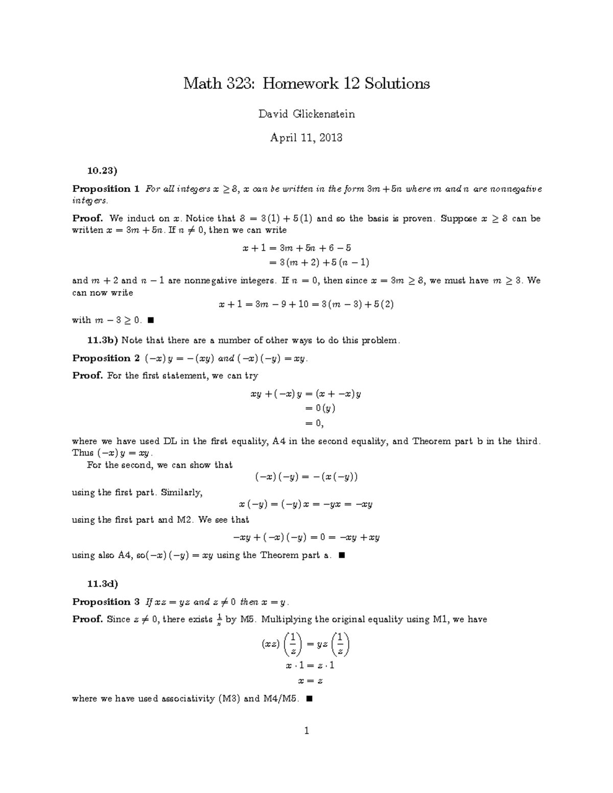 Hw12sol - Solutions To Homework Assignment 12 - Math 323: Homework 12 ...