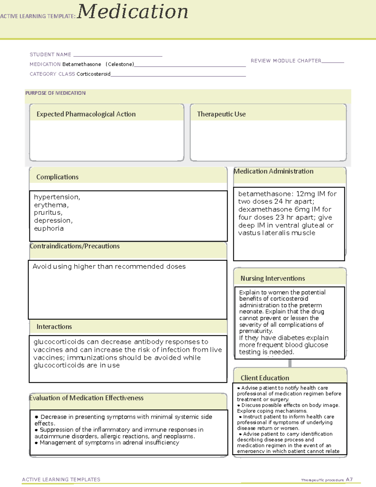 Medication Form (13)betamethosone - ACTIVE LEARNING TEMPLATE ...