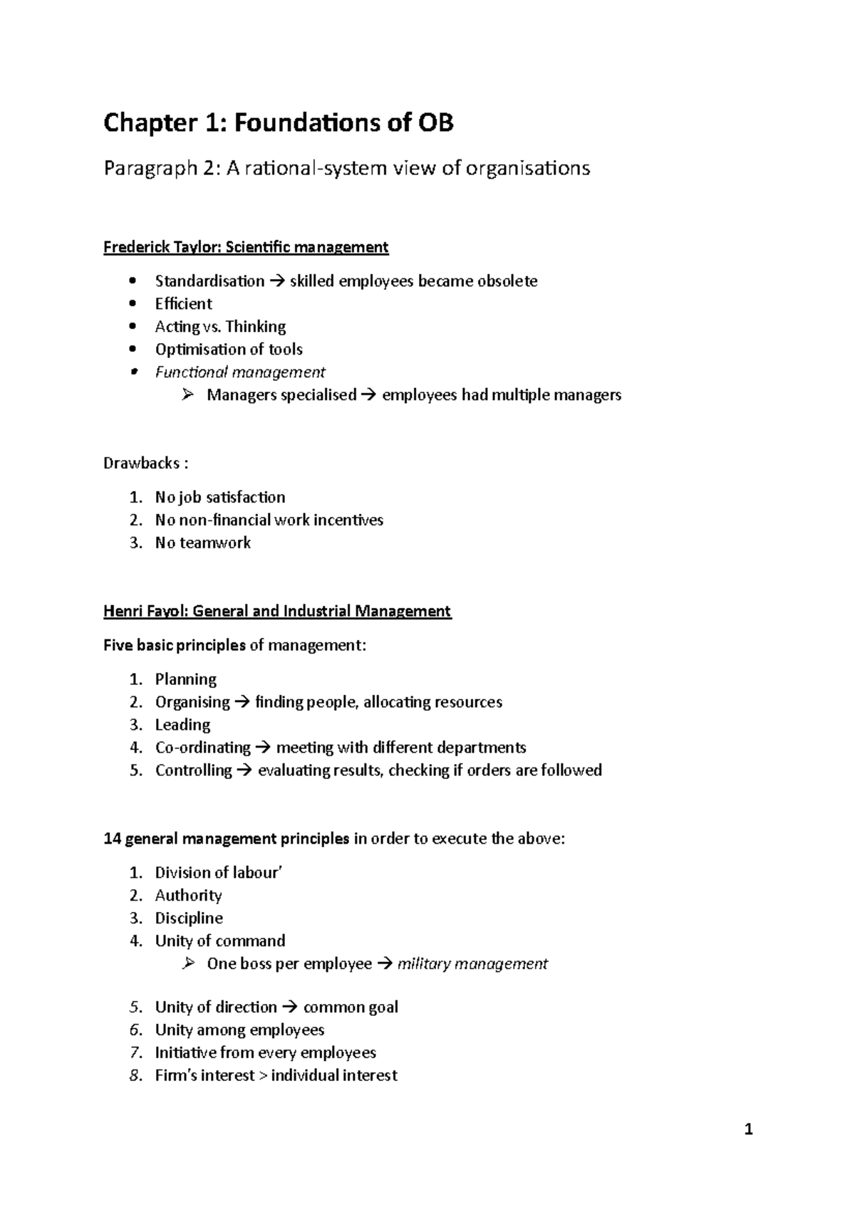 Summary Organisational Behaviour/Organizational Behavior - Chapter 1 ...