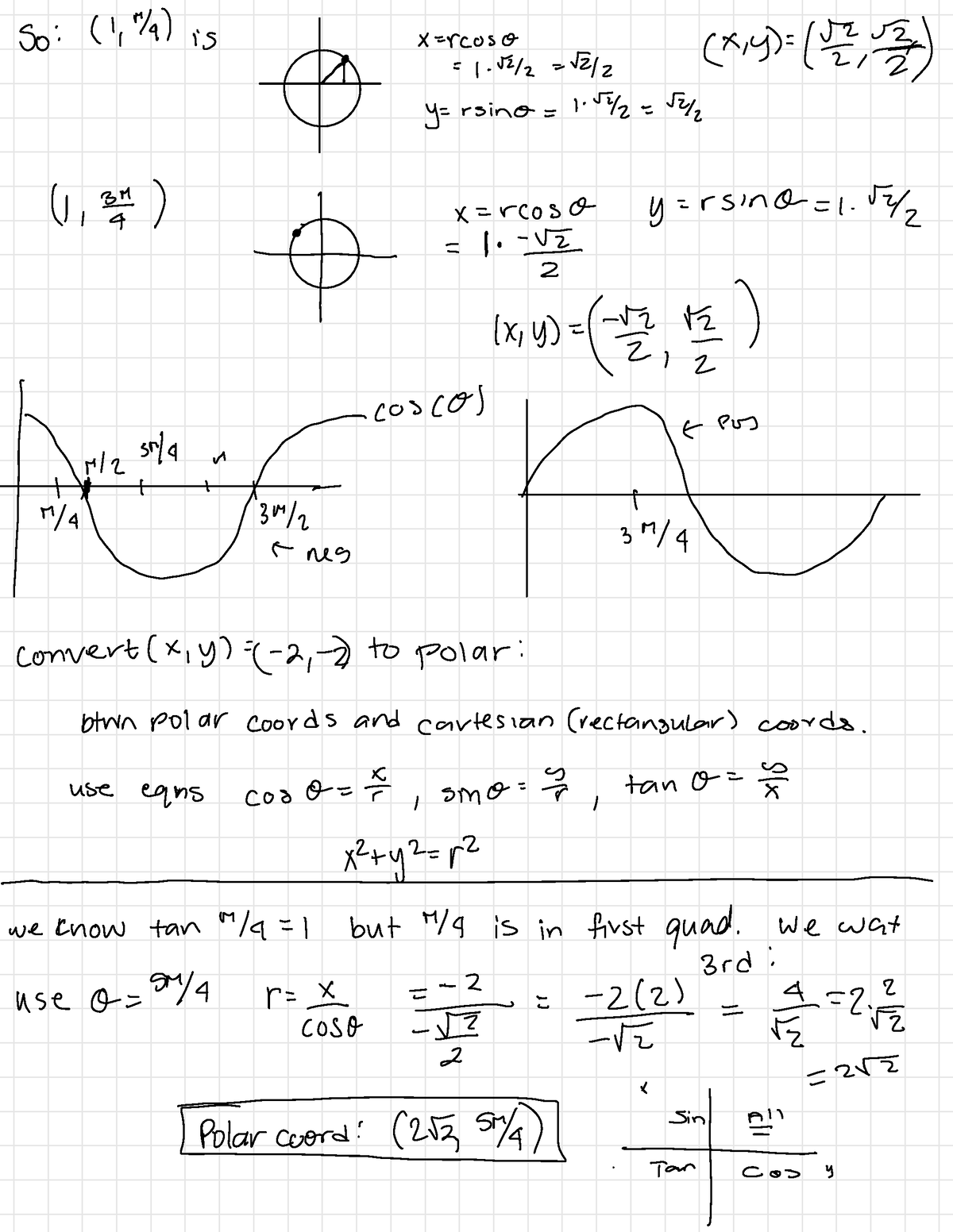 Calc II- Polar Coordinates Study Guide - So: (a) Is X = RCOSO A = 1,52 ...