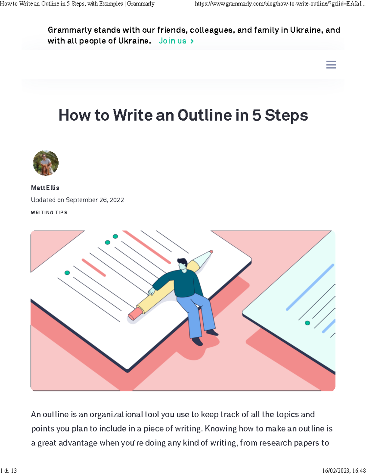 How to Write an Outline in 5 Steps, with Examples Grammarly - Grammarly ...