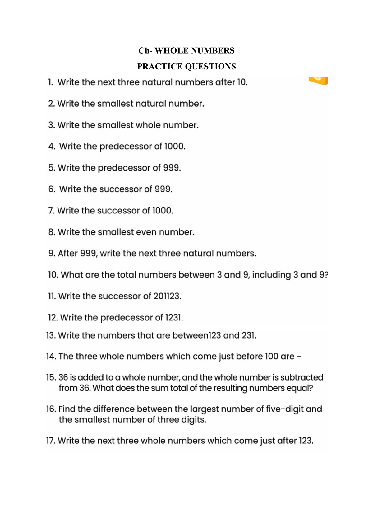 Practice questions- Whole numbers - Delhi through the ages: the making ...