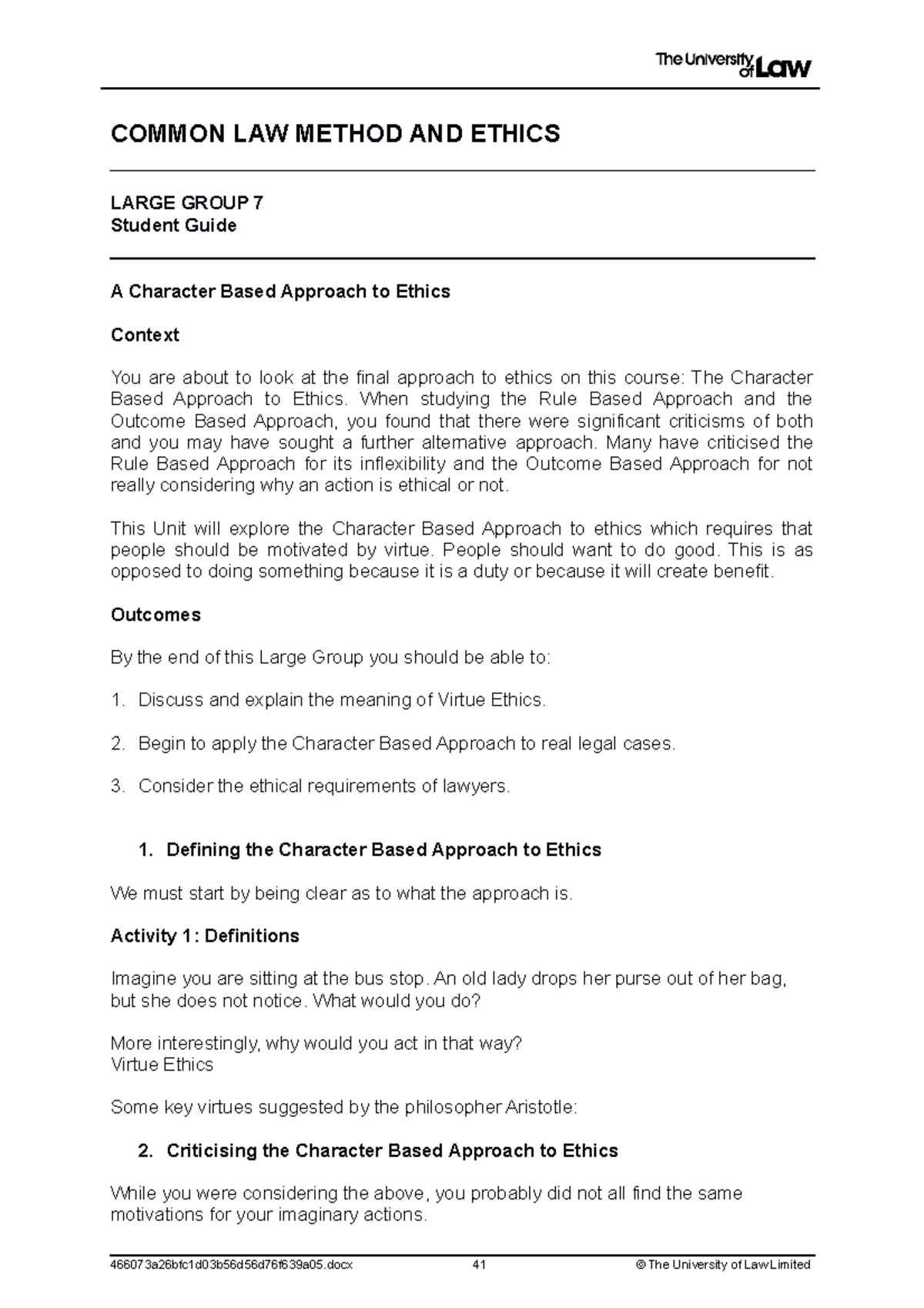 Common LAW LG07 Character Based Approach - COMMON LAW METHOD AND ETHICS ...