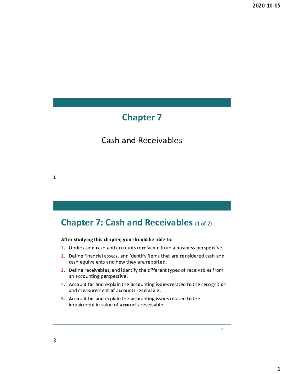 Chapter 7 - Slide - Chapter 7 Cash And Receivables This Slide Deck ...