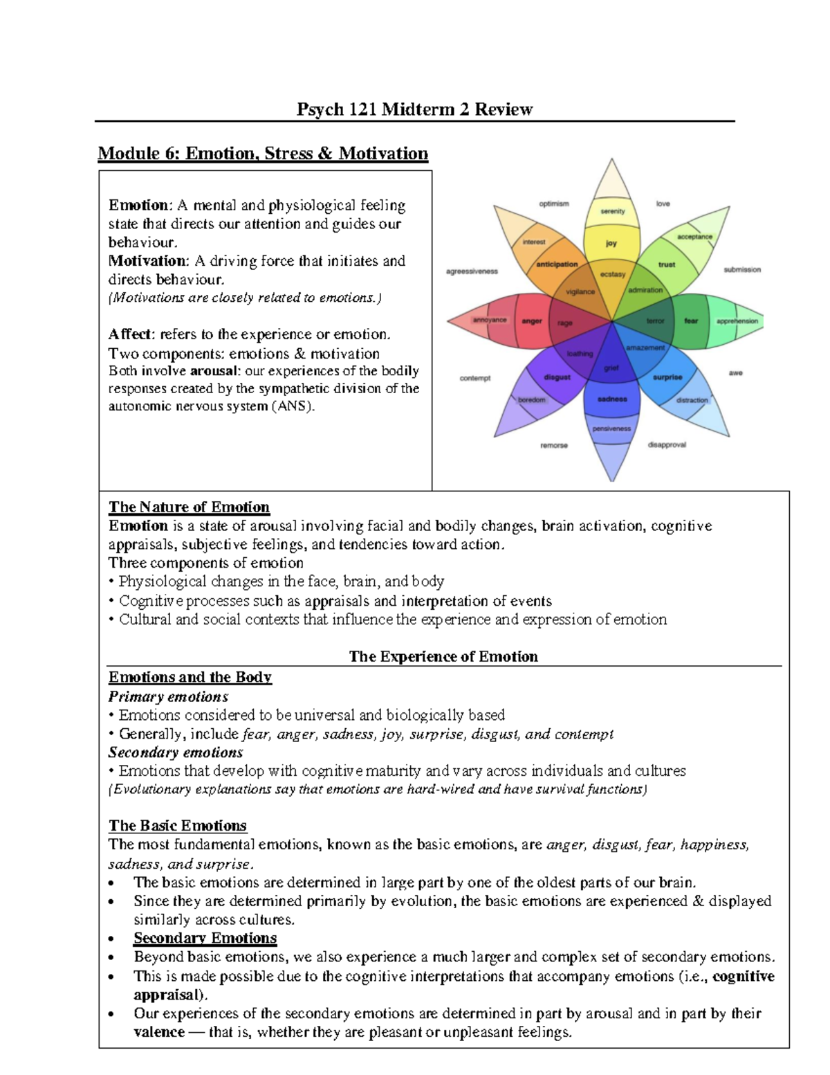 Psych 121 Midterm 2 Review - Psych 121 Midterm 2 Review Module 6 ...