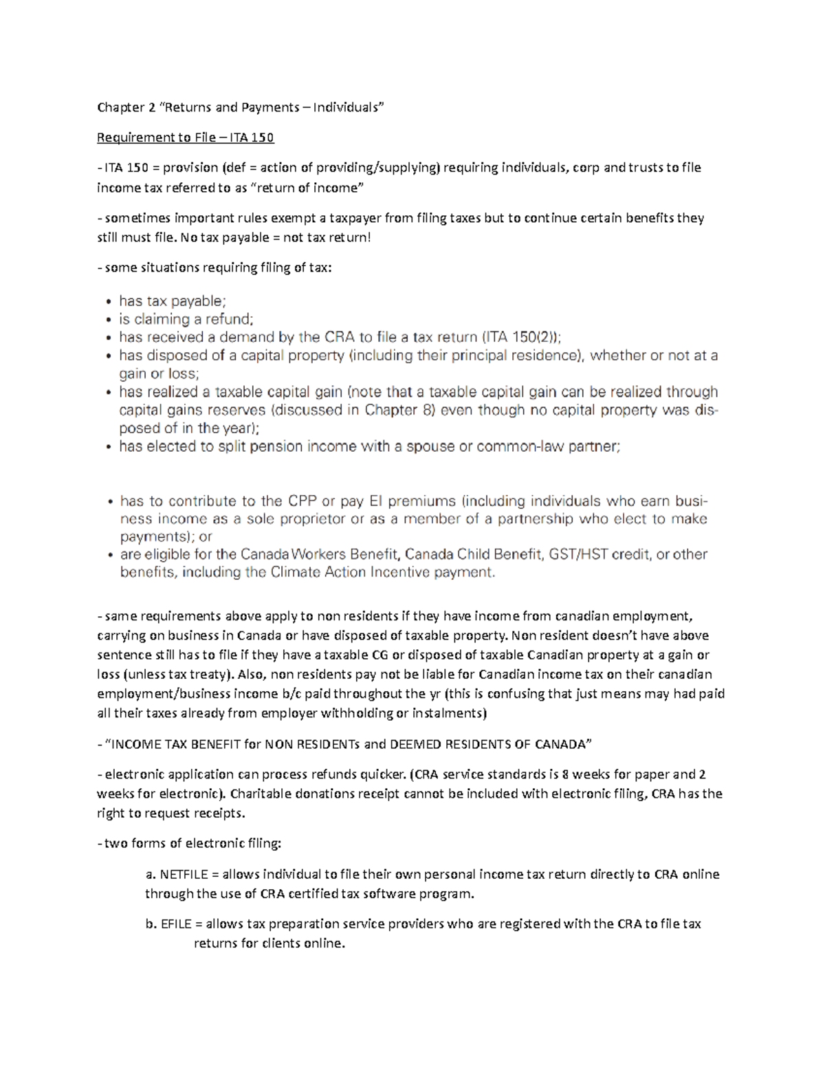 Chapter 2 - Notes - Chapter 2 “Returns and Payments – Individuals ...