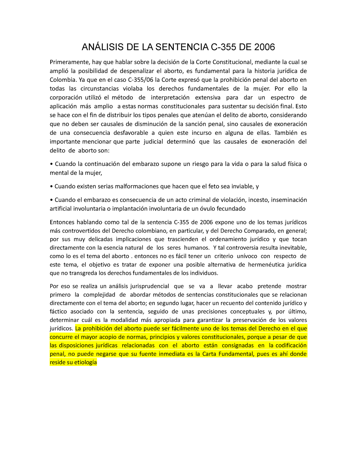 An Lisis De La Sentencia C An Lisis De La Sentencia C De