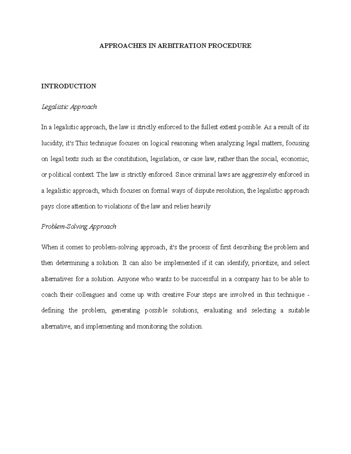 Approaches in Arbitration Procedure in Criminal Law - APPROACHES IN ...