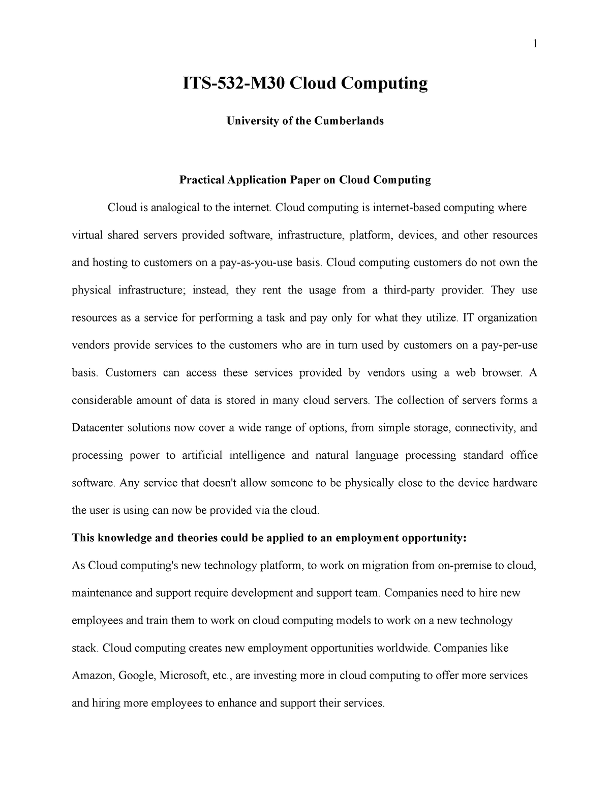 research paper on cloud computing applications