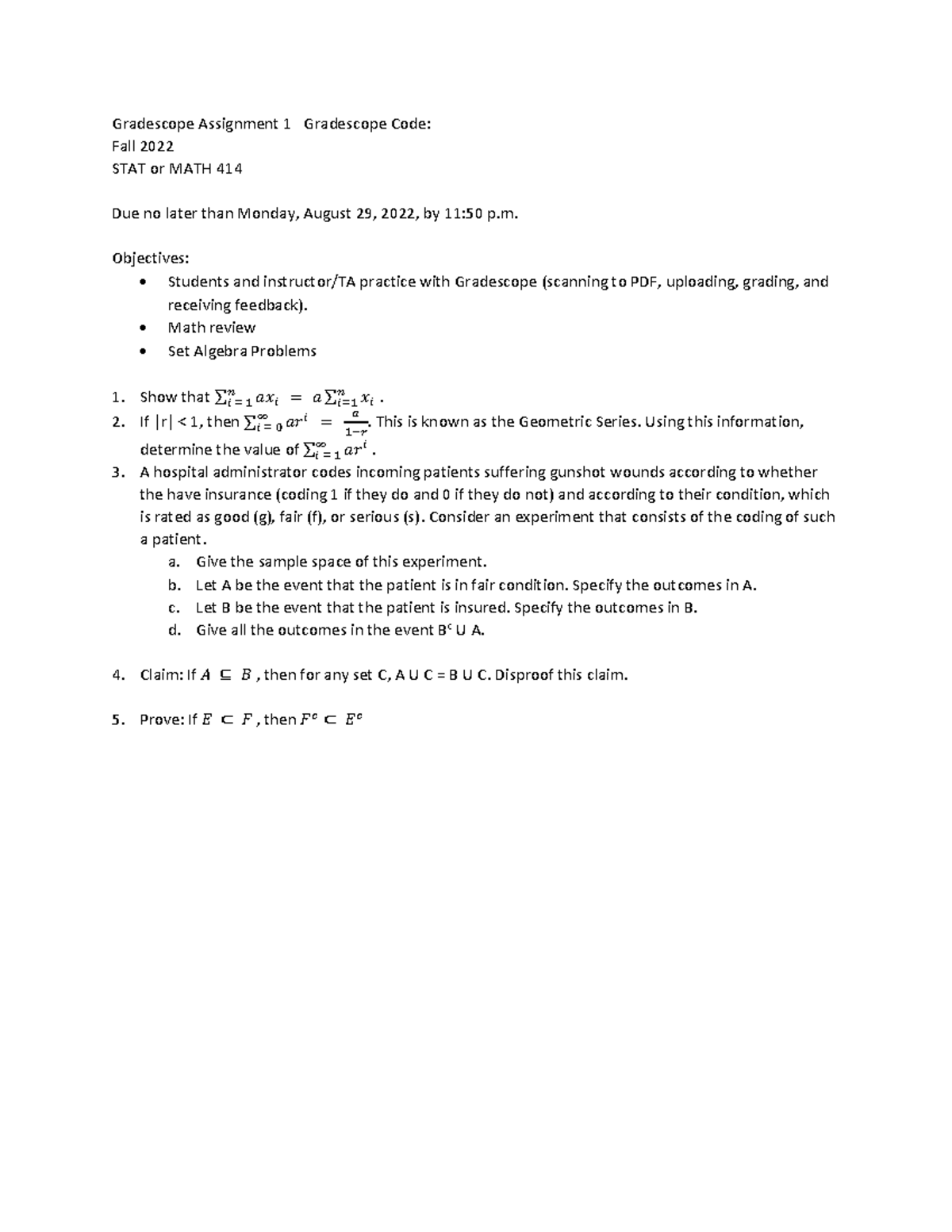 Gradescope Assignment 1 414 - Gradescope Assignment 1 Gradescope Code ...