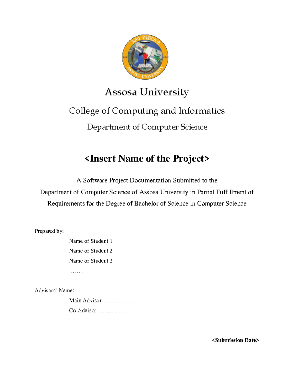 Software Req Spec SRS Template 2016 - Assosa University College of ...