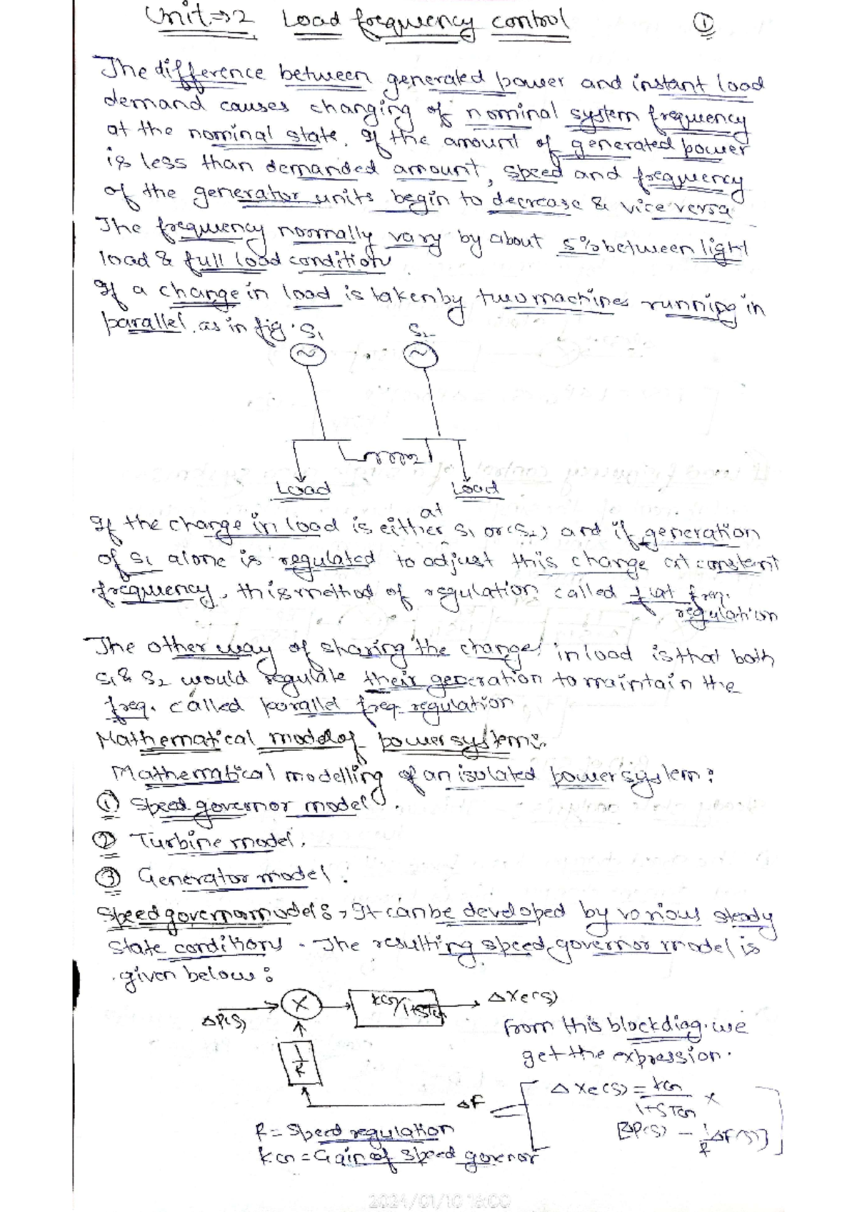 Unit 2 PSOC - PSOC UNIT 2 - Unit 2 Load frequency control 1) The ...