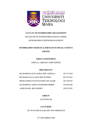 Assignment 1 IML503 (report)) - FACULTY OF INFORMATION MANAGEMENT ...