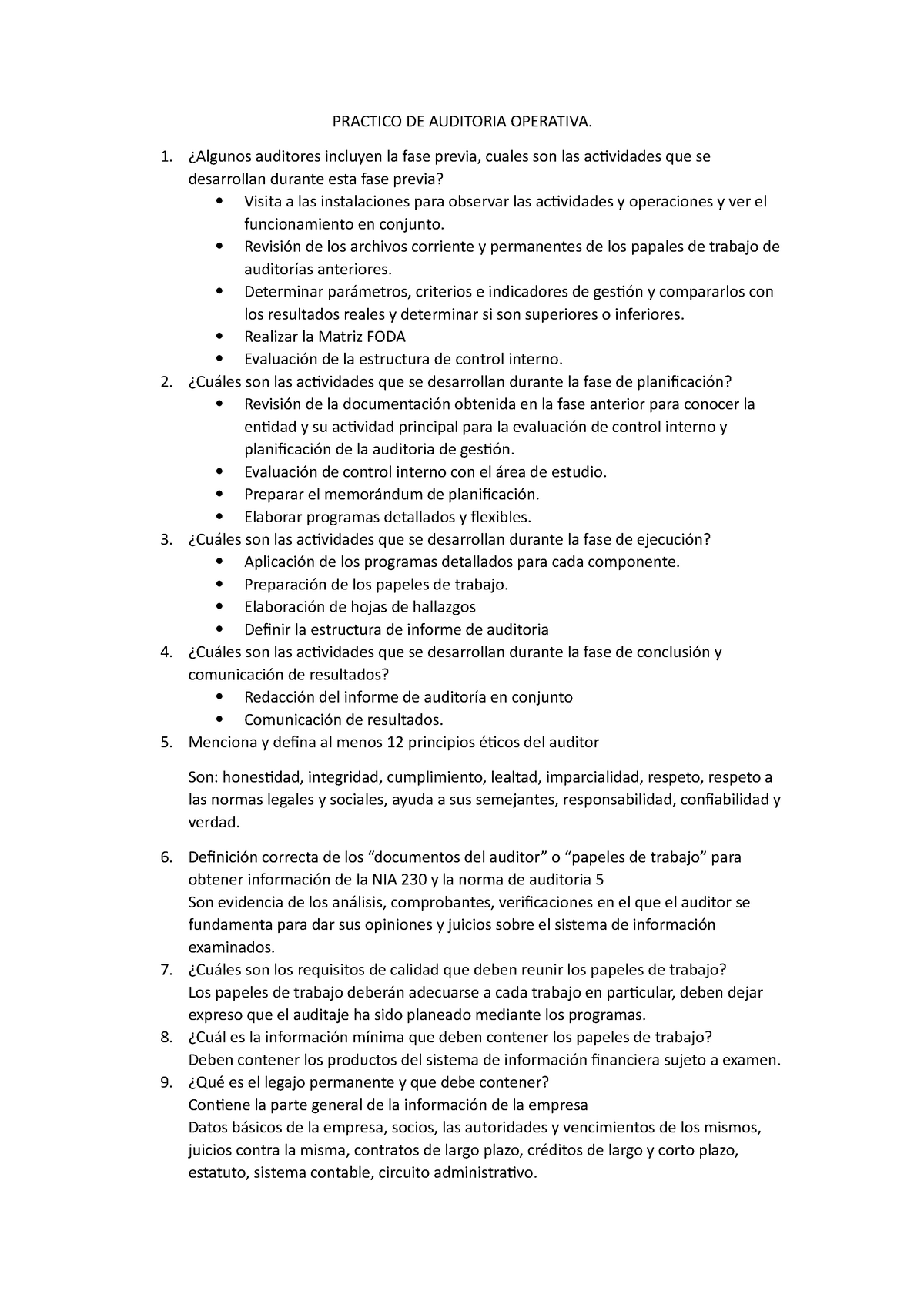 Cuestionario Auditoria Operativa - PRACTICO DE AUDITORIA OPERATIVA. 1.  ¿Algunos auditores incluyen - Studocu