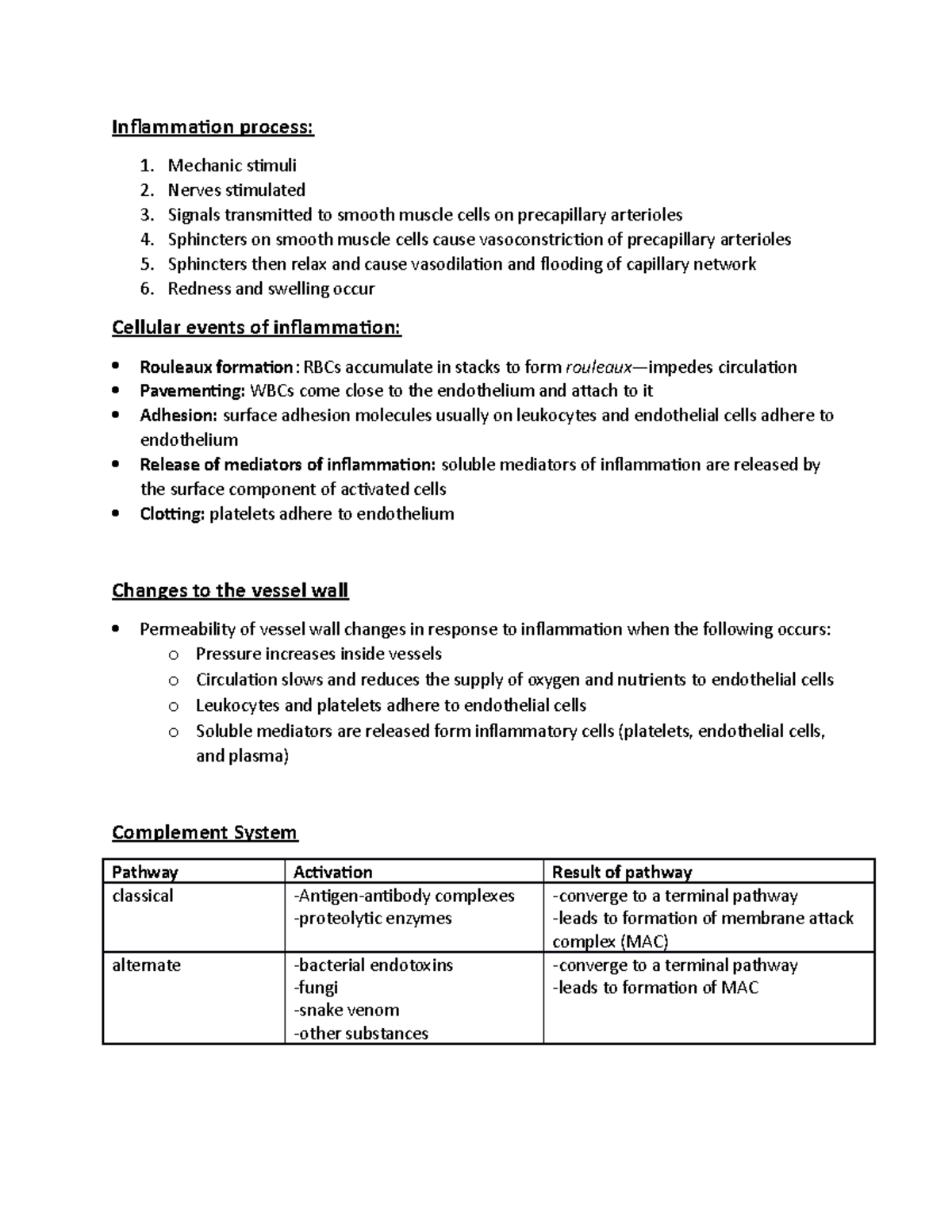 Inflammation process - Lecture notes 1 - Inflammation process: Mechanic ...