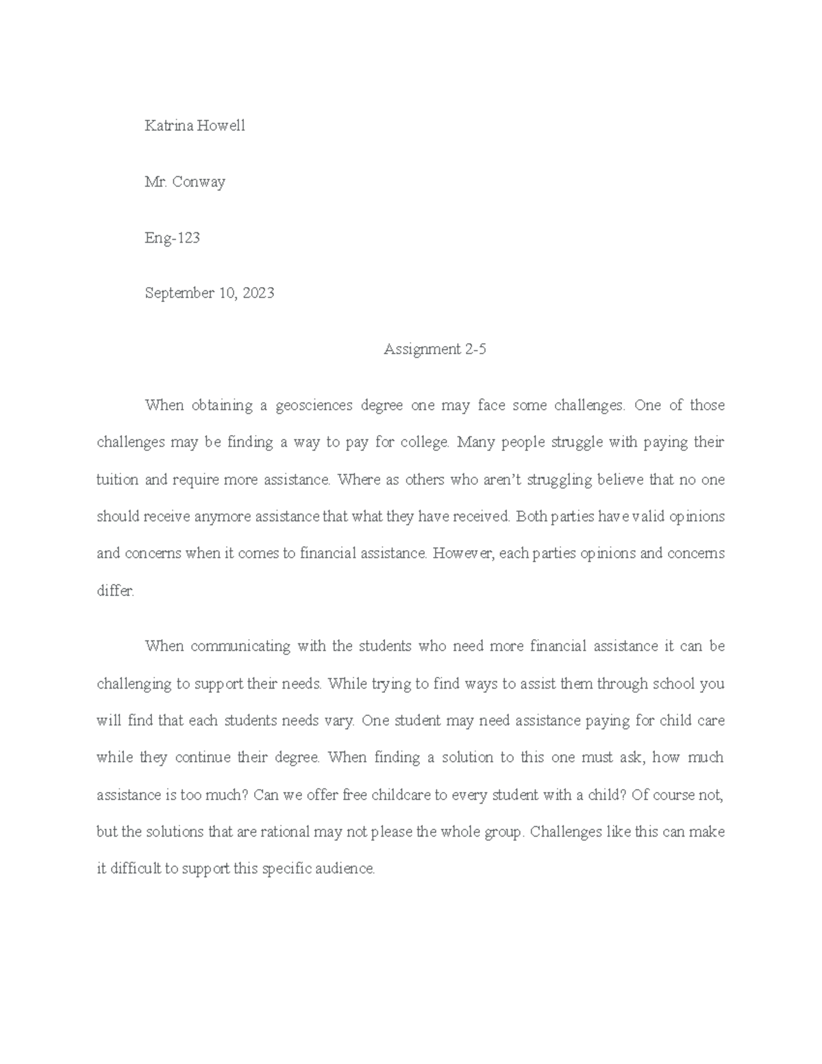 Module 2 Assignment 2-5 - Katrina Howell Mr. Conway Eng- September 10 ...