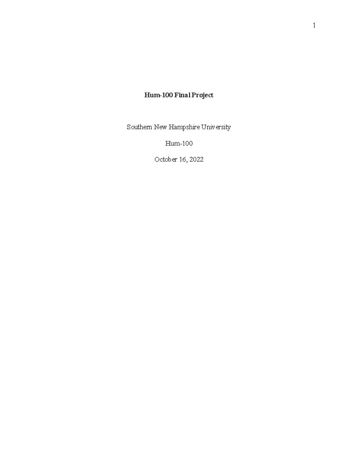 Final Project - Hum-100 Final Project Southern New Hampshire University ...
