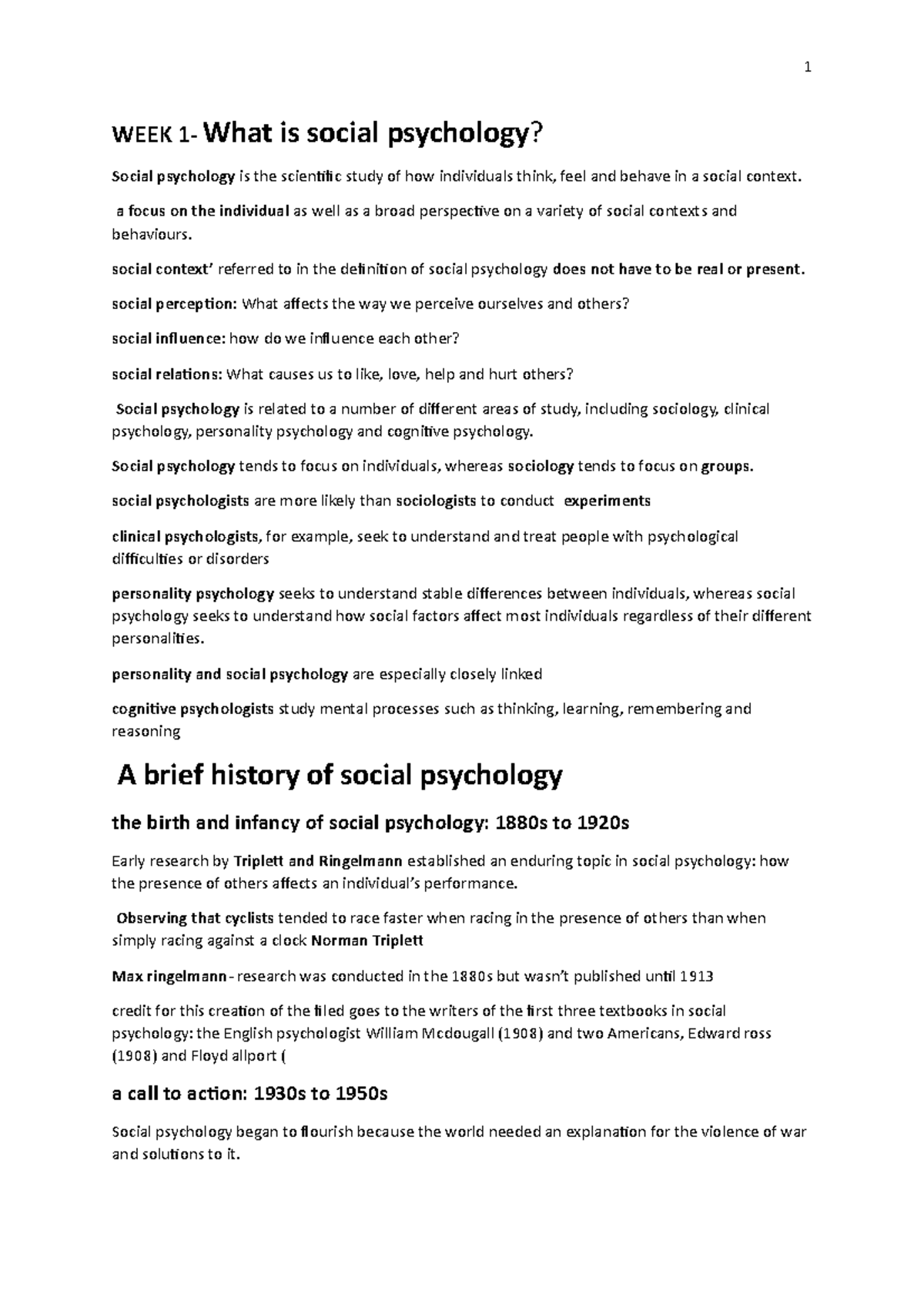 Social Pychology EXAM Review - WEEK 1- What is social psychology ...