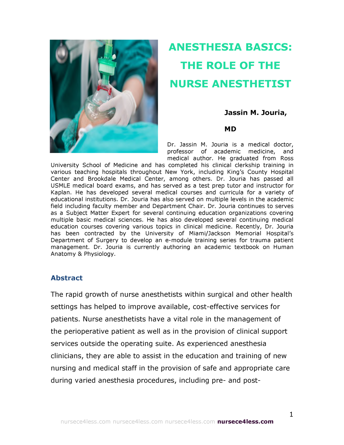 research paper on nurse anesthetist