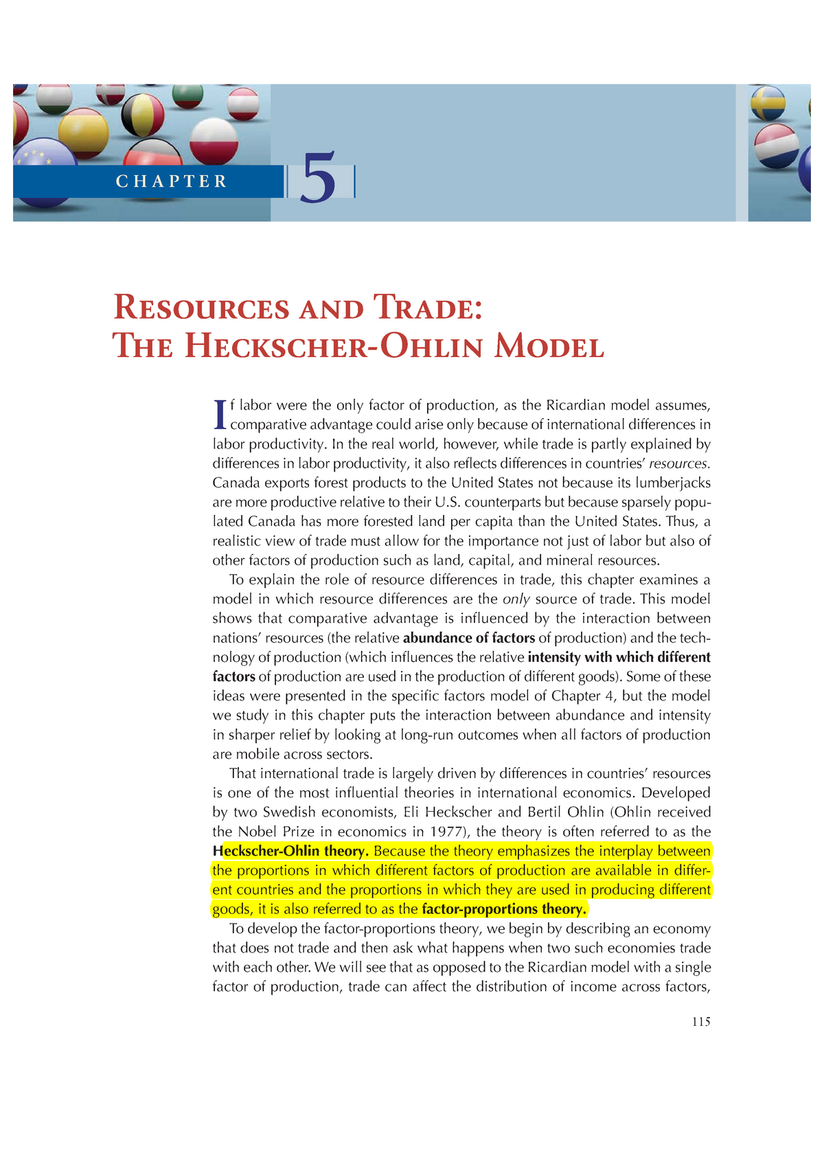 Chapter 5 Of The Book - 115 RESOURCES AND TRADE: THE HECKSCHER-OHLIN ...