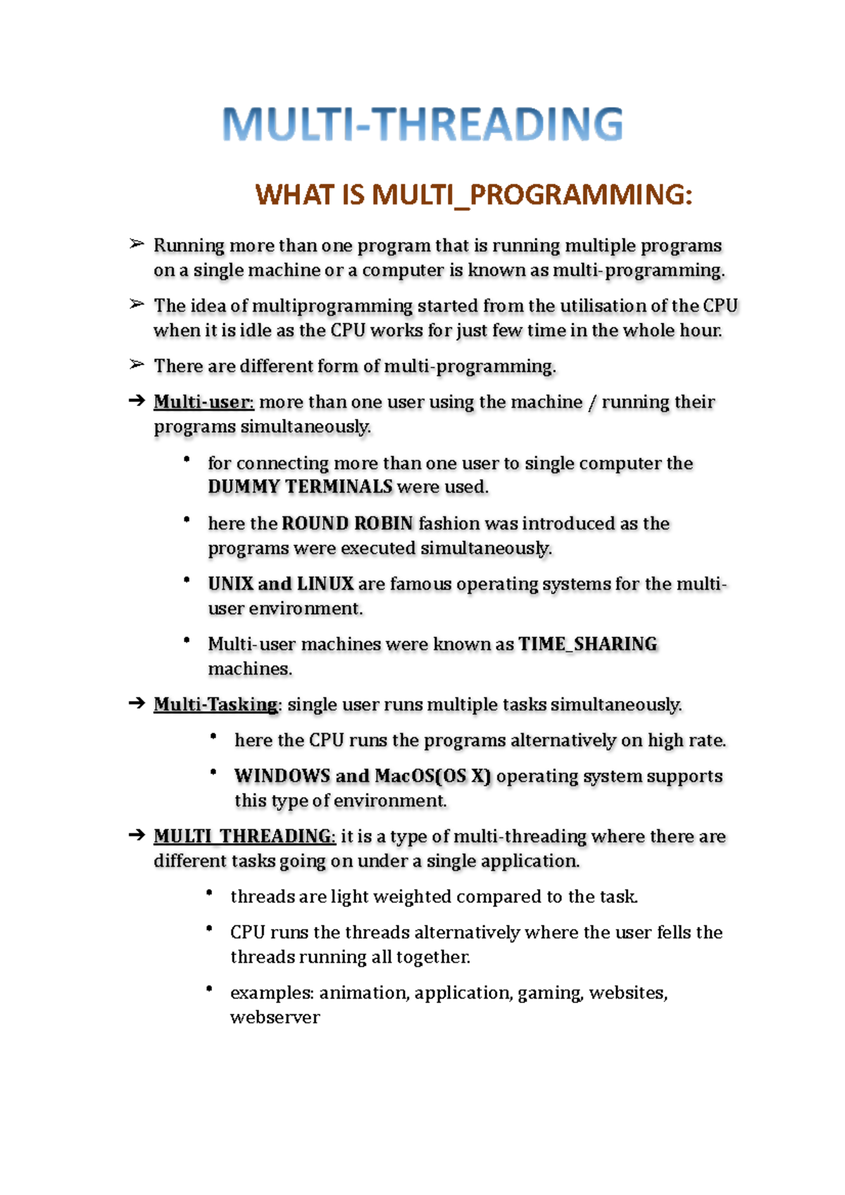 177 Multi Threading - MULTI-THREADING WHAT IS MULTI_PROGRAMMING ...