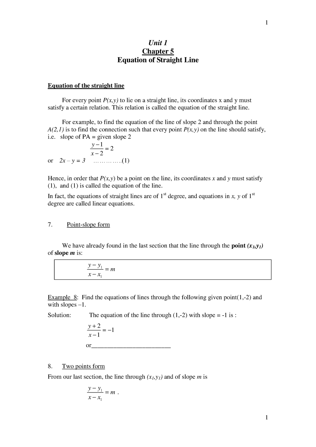 unit-1-chapter-5-equation-of-a-st-line-unit-1-chapter-5-equation-of