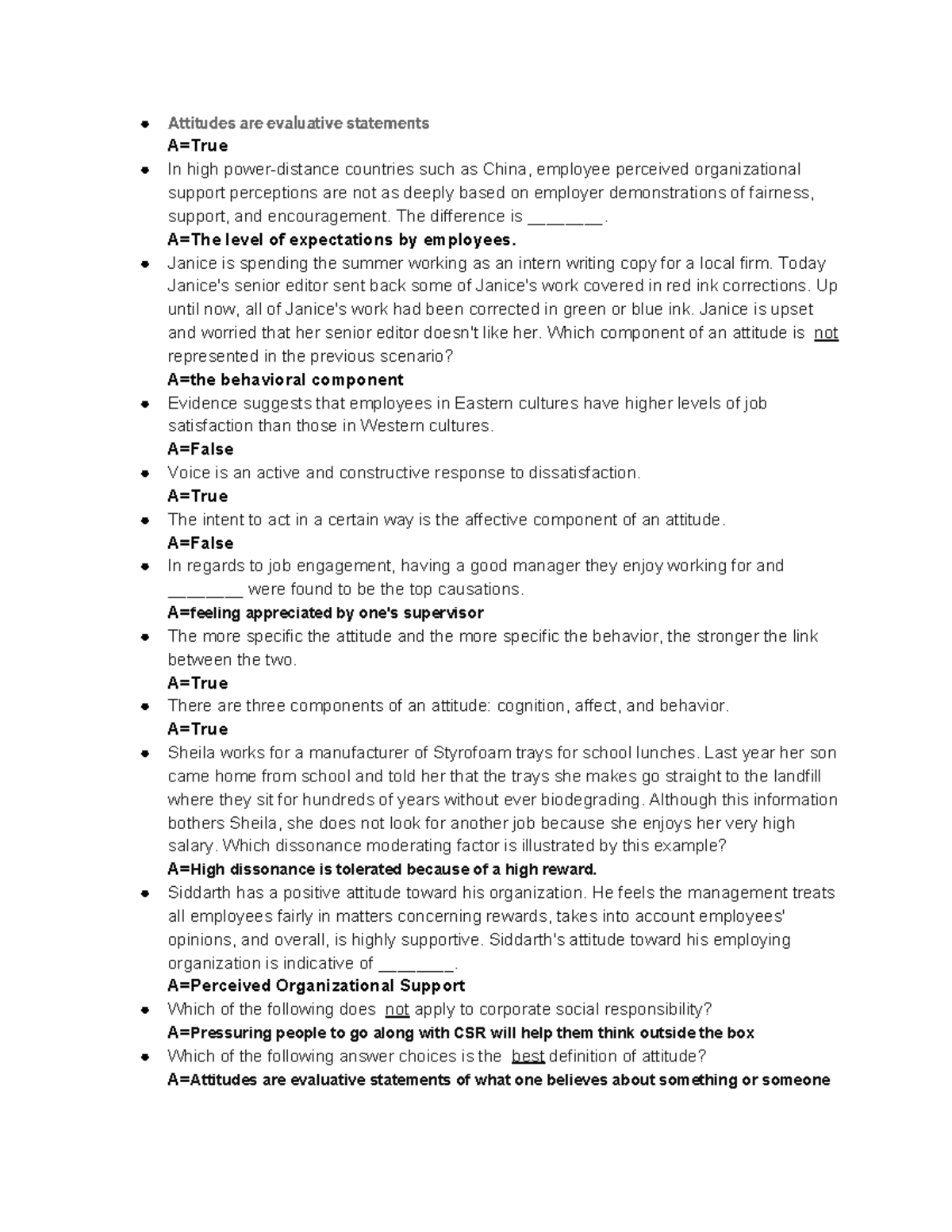 Attitudes and Components: Job Satisfaction Organizational Support and ...