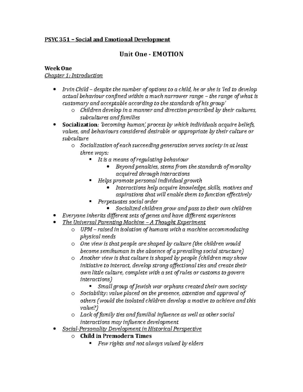 Psyc351 - Social and Emotional Development - PSYC 351 – Social and ...