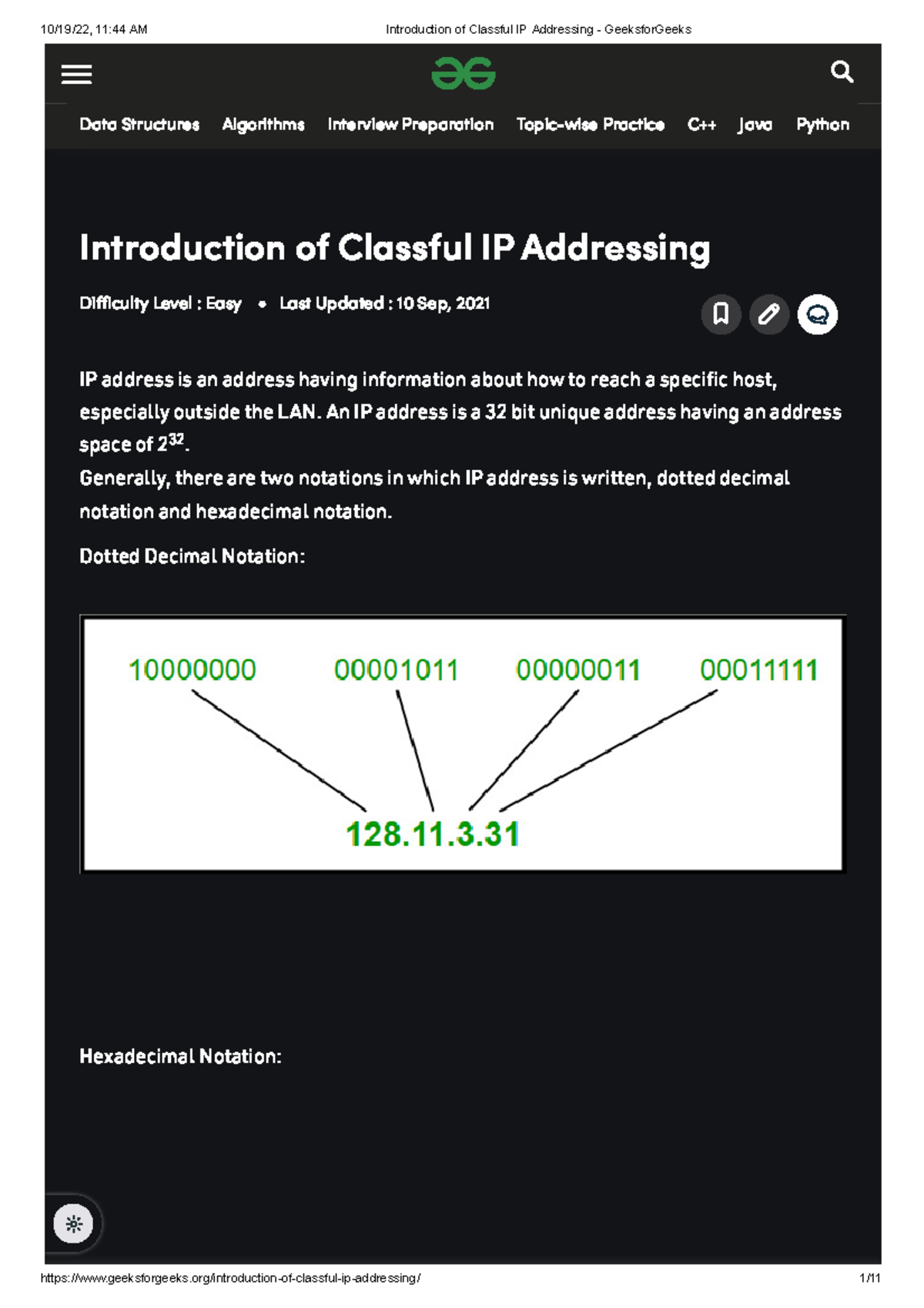 Introduction of Classful IP Addressing - Geeksfor Geeks - IP address is ...