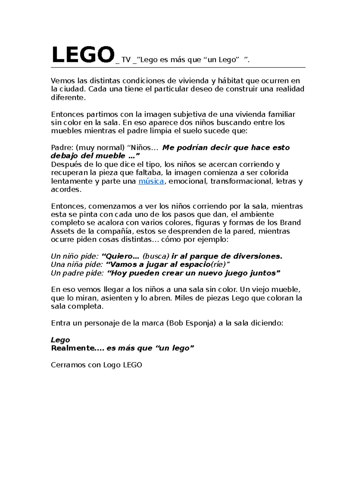 Guion - LEGO_ TV _”Lego es más que “un Lego” ”. Vemos las distintas ...