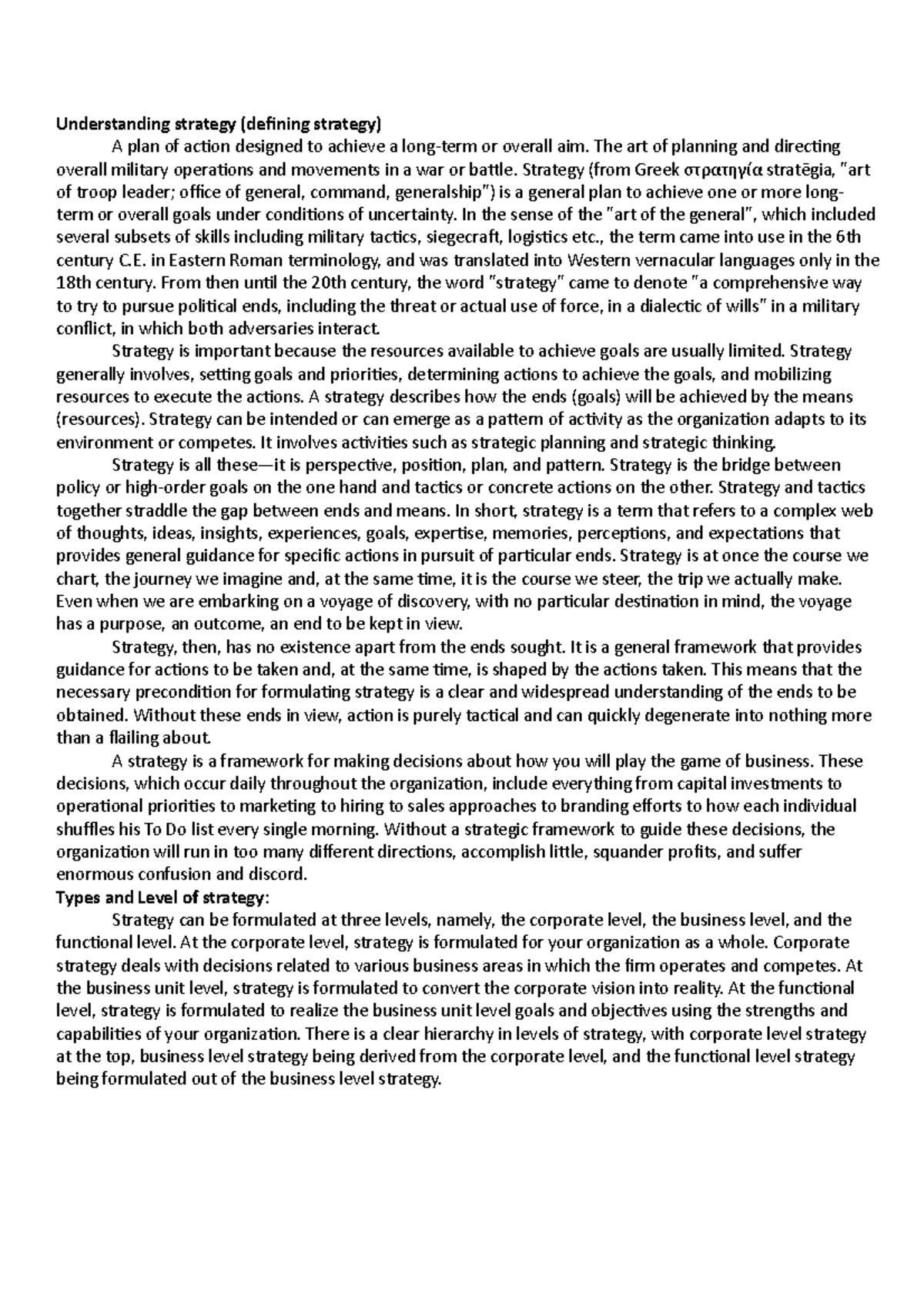 Strategic Managemen note edit - Understanding strategy (defining ...