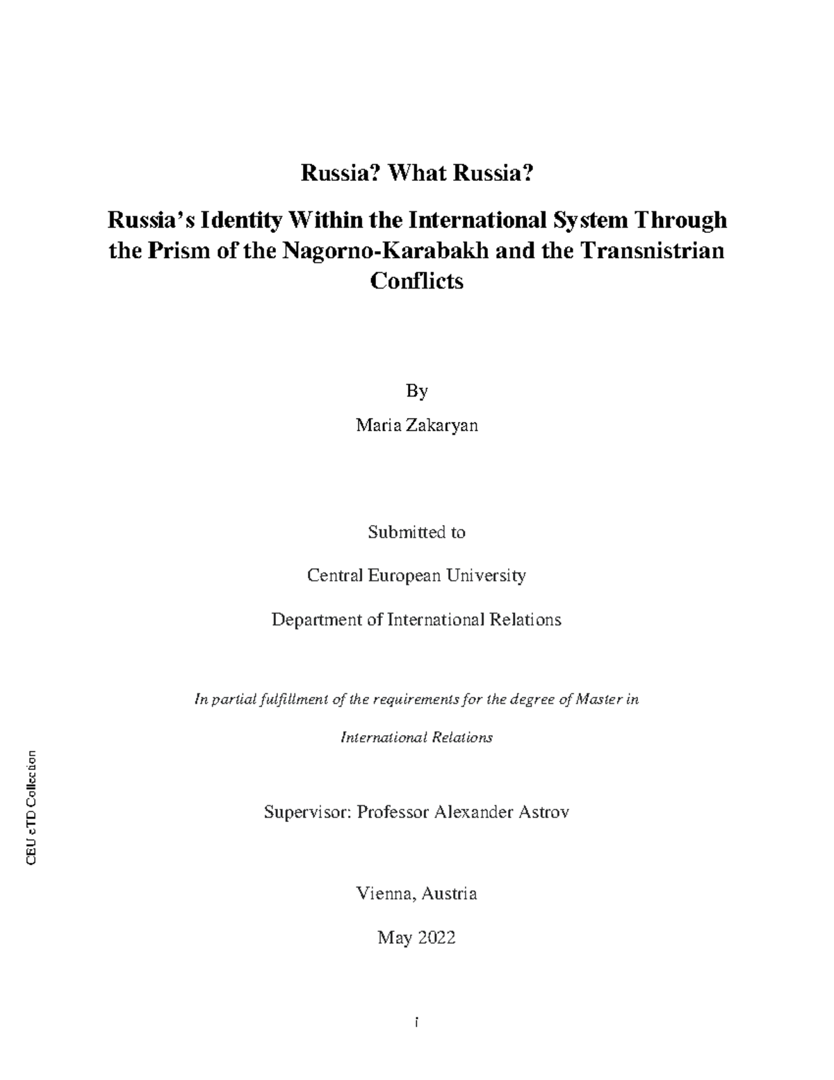 Zakaryan maria - Aaaa - i Russia? What Russia? Russia’s Identity Within ...