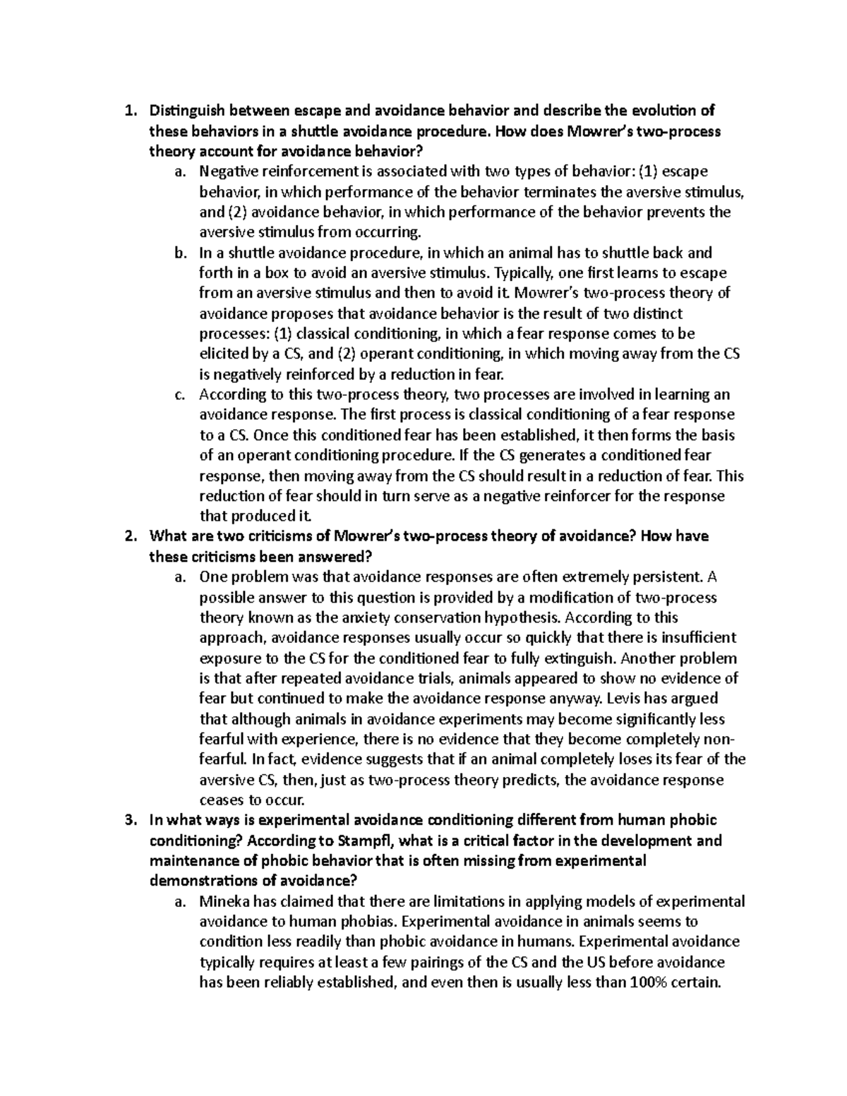 ch-9-study-questions-distinguish-between-escape-and-avoidance