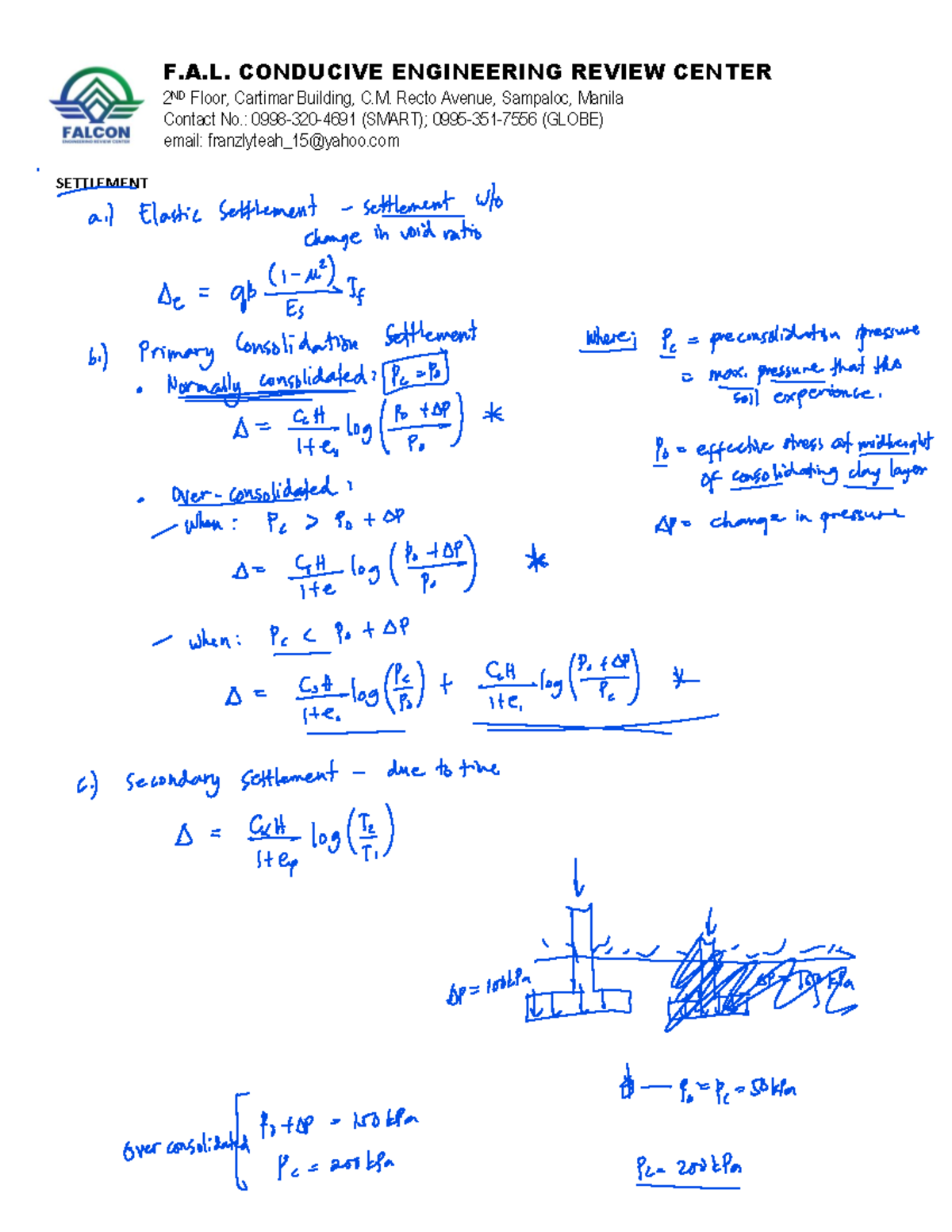 Geotech 3 Settlement Lecture Notes - 2 ND Floor, Cartimar Building, C ...