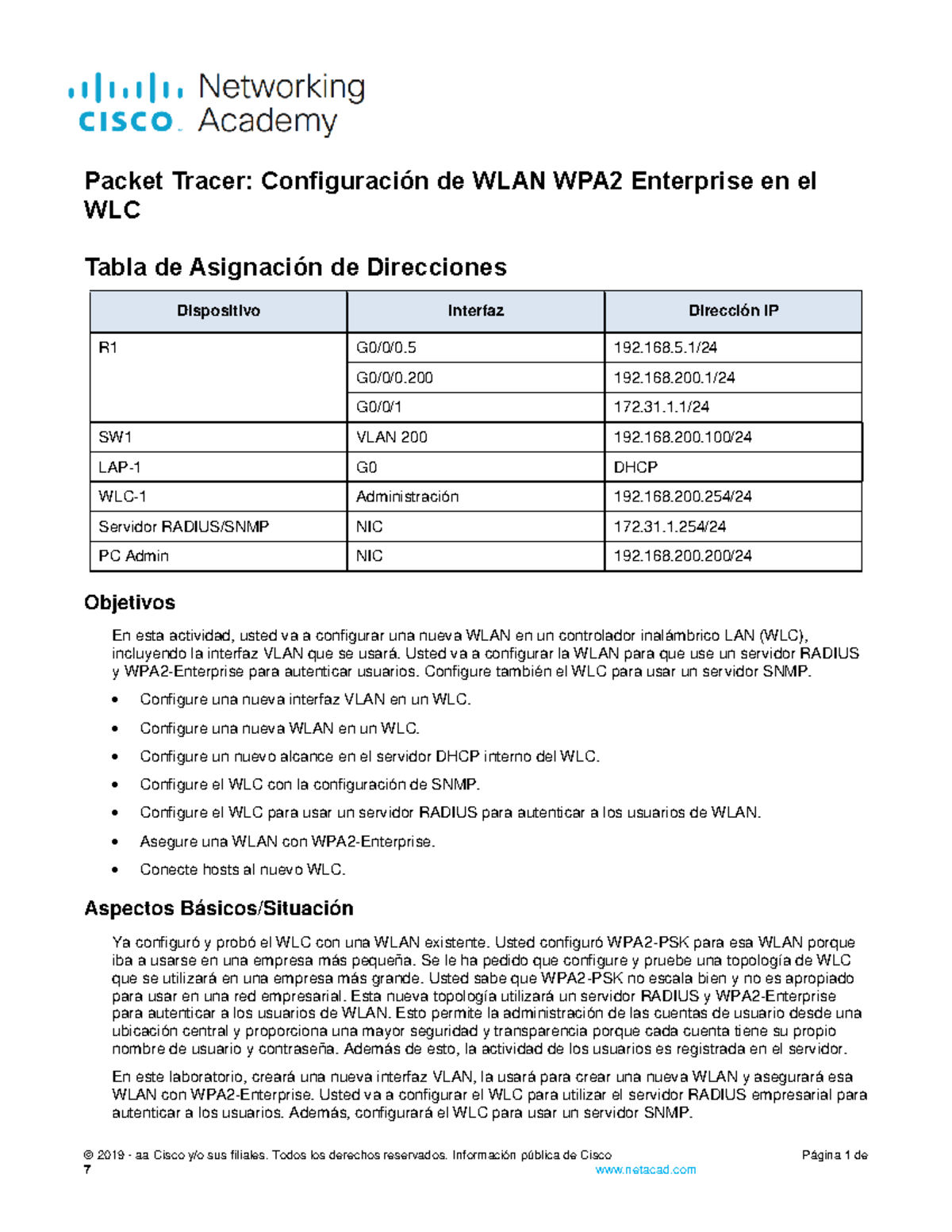 13.3.12 Packet Tracer - Configure a WPA2 Enterprise WLAN on the WLC ...